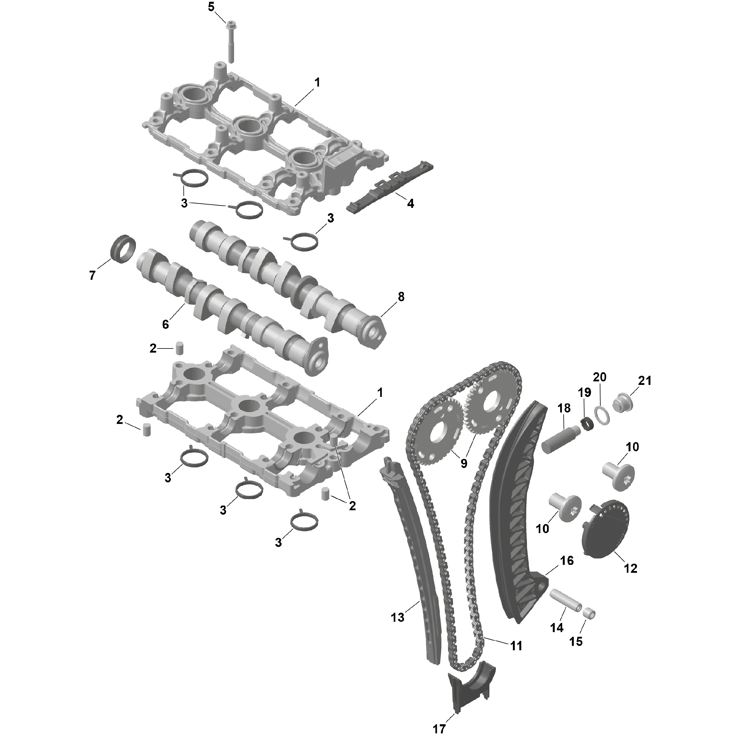 An Image of a Genuine Can-Am Parts Schematic Diagram showing the schematic - ROTAX - VALVE TRAIN