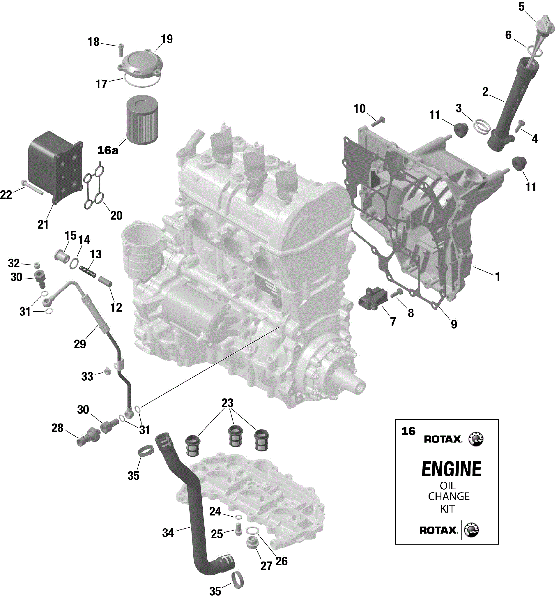 An Image of a Genuine Can-Am Parts Schematic Diagram showing the schematic - ROTAX - ENGINE LUBRICATION
