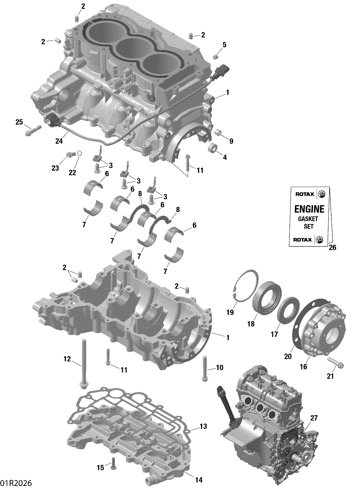 An Image of a Genuine Can-Am Parts Schematic Diagram showing the schematic - CRANKCASE