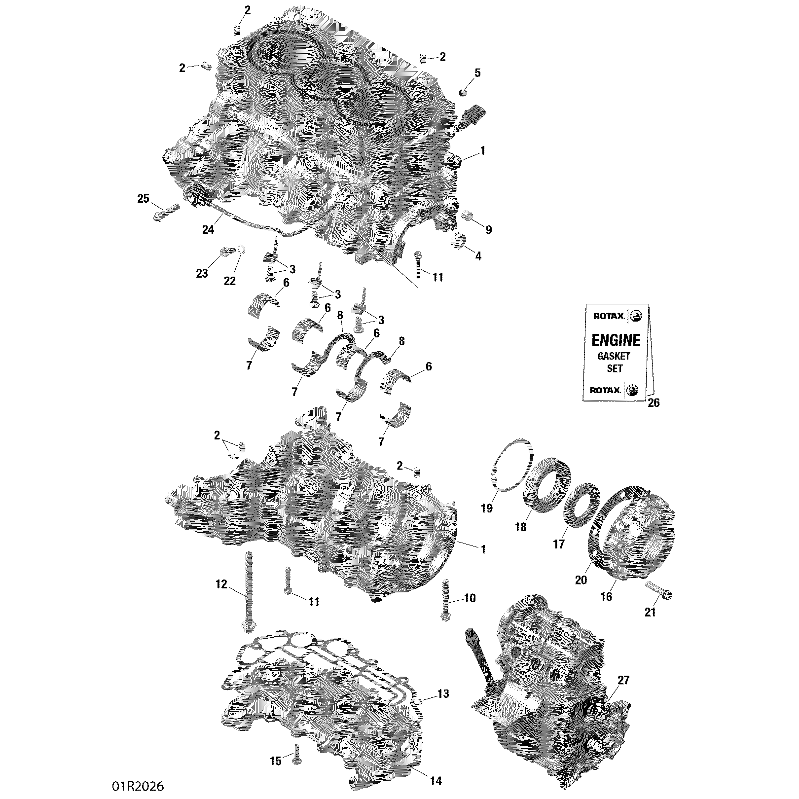 An Image of a Genuine Can-Am Parts Schematic Diagram showing the schematic - CRANKCASE