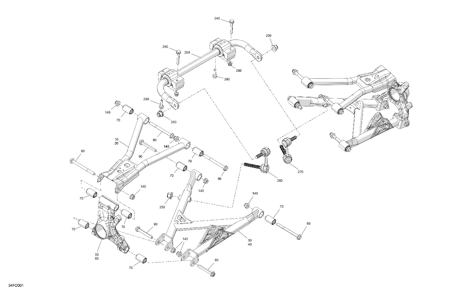 An Image of a Genuine Can-Am Parts Schematic Diagram showing the schematic - SUSPENSION - REAR COMPONENTS