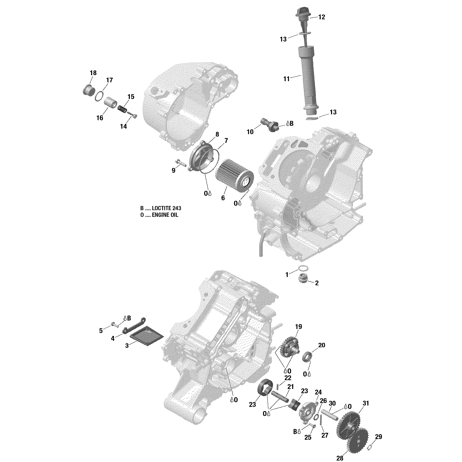 An Image of a Genuine Can-Am Parts Schematic Diagram showing the schematic - ENGINE LUBRICATION - HD8