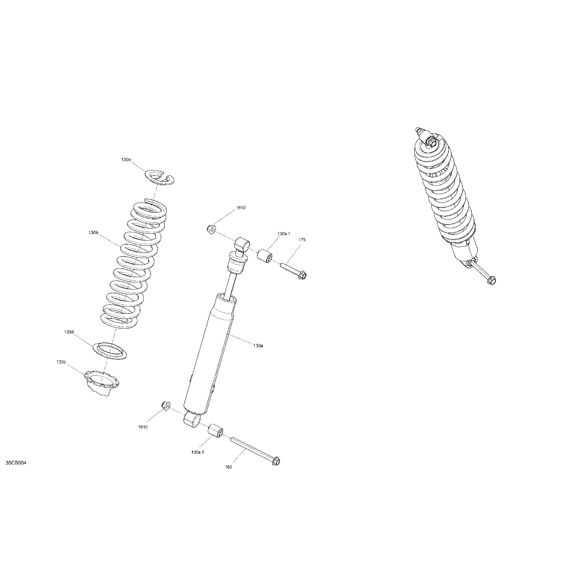 An Image of a Genuine Can-Am Parts Schematic Diagram showing the schematic - SUSPENSION - REAR SHOCKS