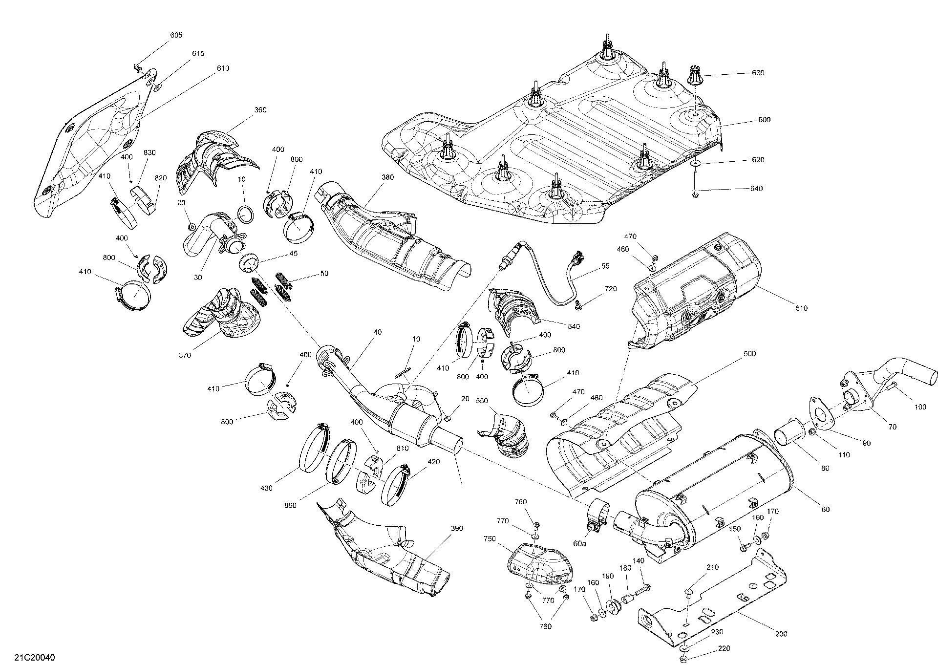 An Image of a Genuine Can-Am Parts Schematic Diagram showing the schematic - EXHAUST