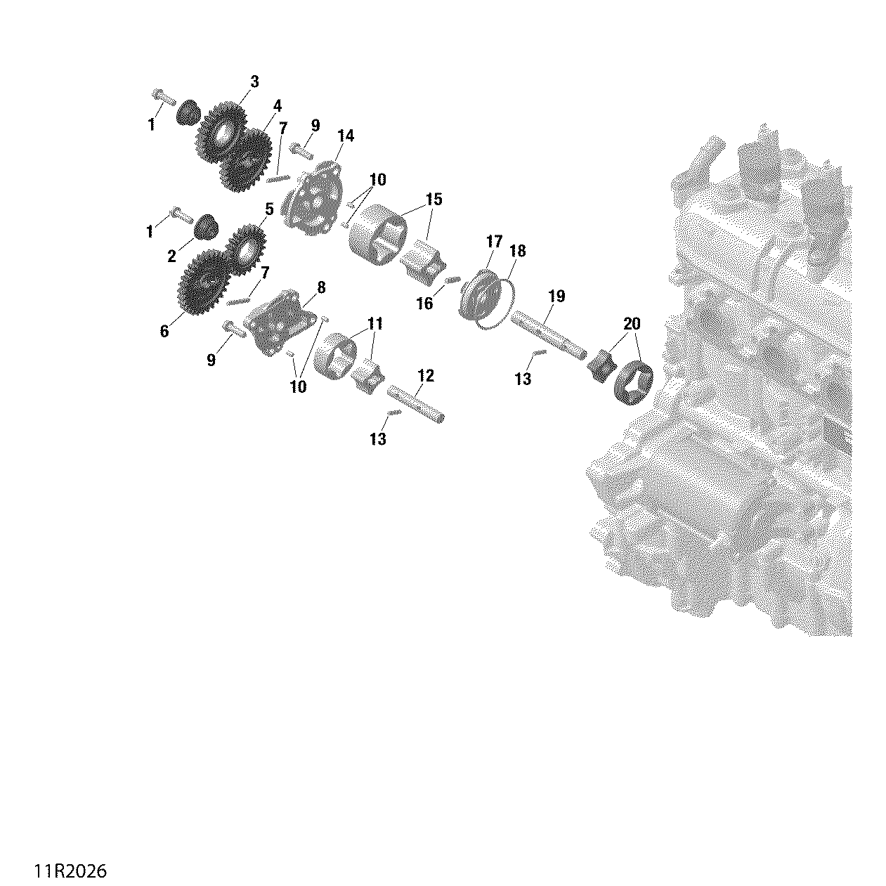 An Image of a Genuine Can-Am Parts Schematic Diagram showing the schematic - OIL PUMP AND OIL PUMP DRIVE