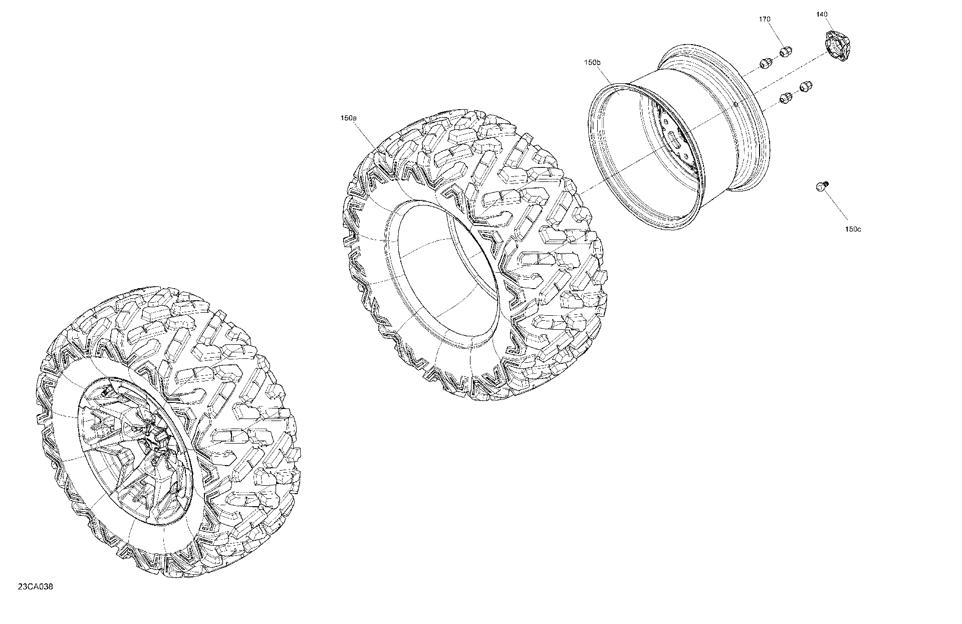 An Image of a Genuine Can-Am Parts Schematic Diagram showing the schematic - DRIVE - REAR WHEELS - BASE