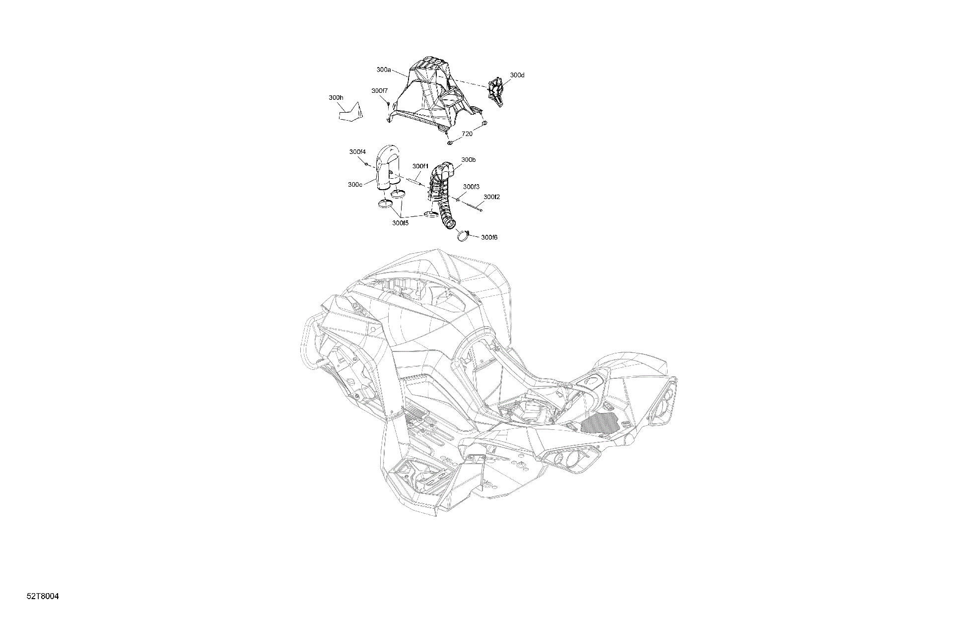An Image of a Genuine Can-Am Parts Schematic Diagram showing the schematic - BODY - SNORKEL