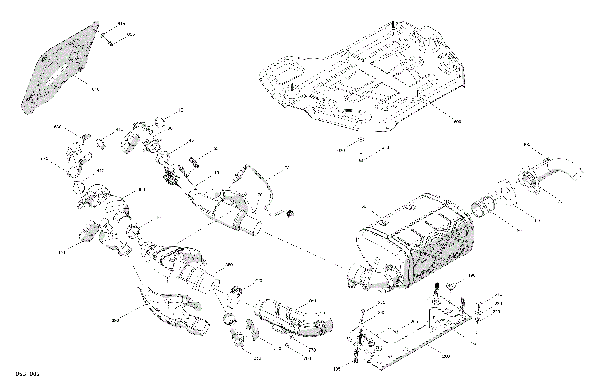An Image of a Genuine Can-Am Parts Schematic Diagram showing the schematic - ENGINE - EXHAUST