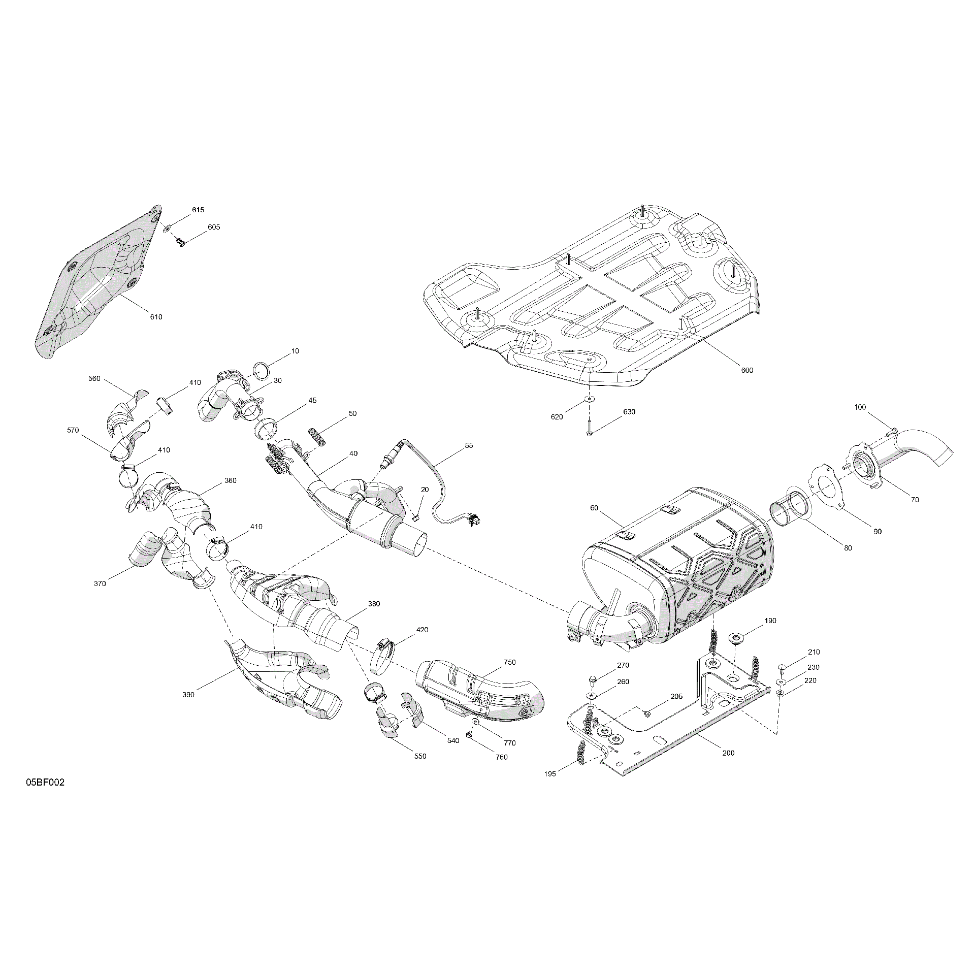 An Image of a Genuine Can-Am Parts Schematic Diagram showing the schematic - ENGINE - EXHAUST