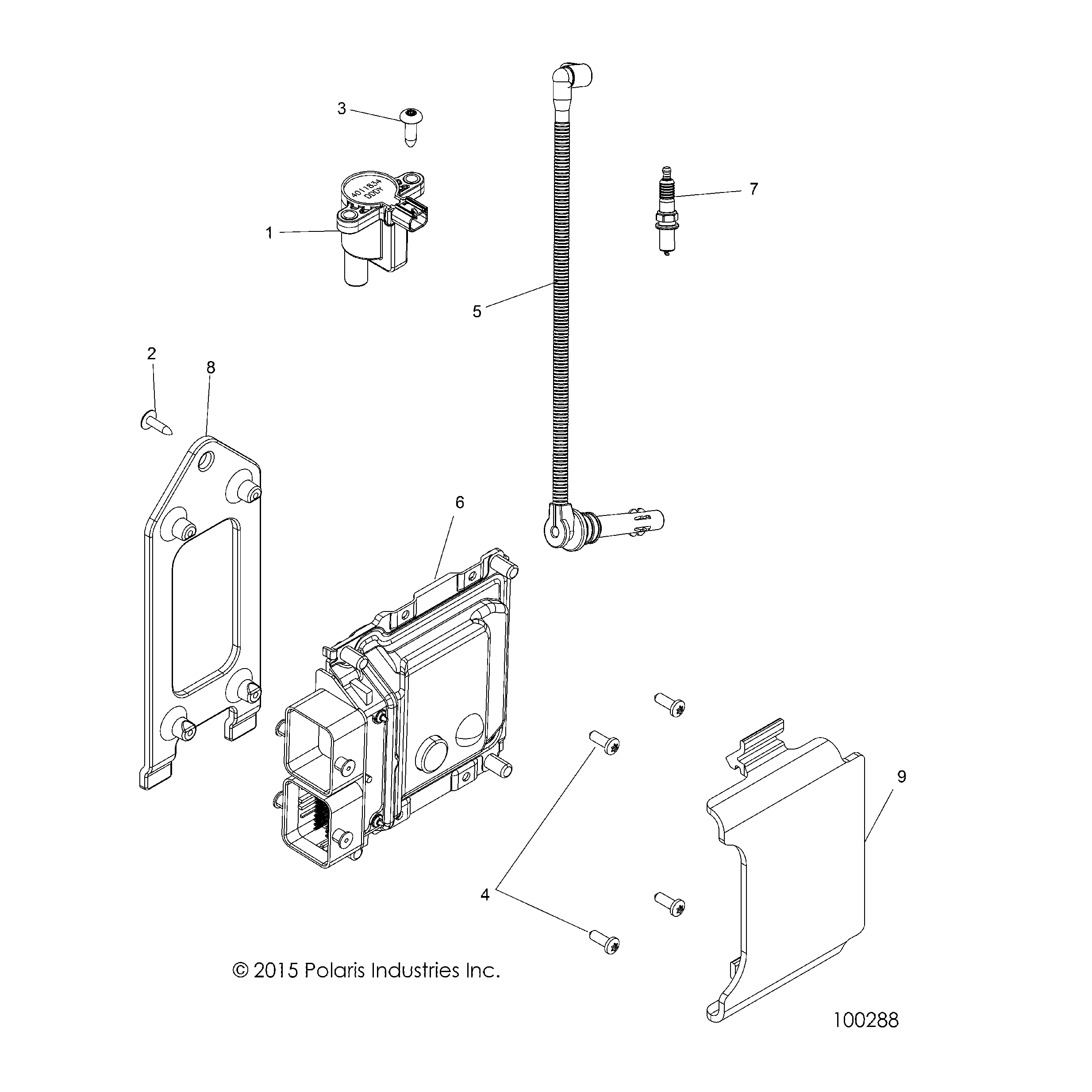 An Image of a Genuine Polaris Parts Schematic Diagram showing the schematic - ELECTRICAL: IGNITION - 2018 POLARIS ACE 500 SOHC