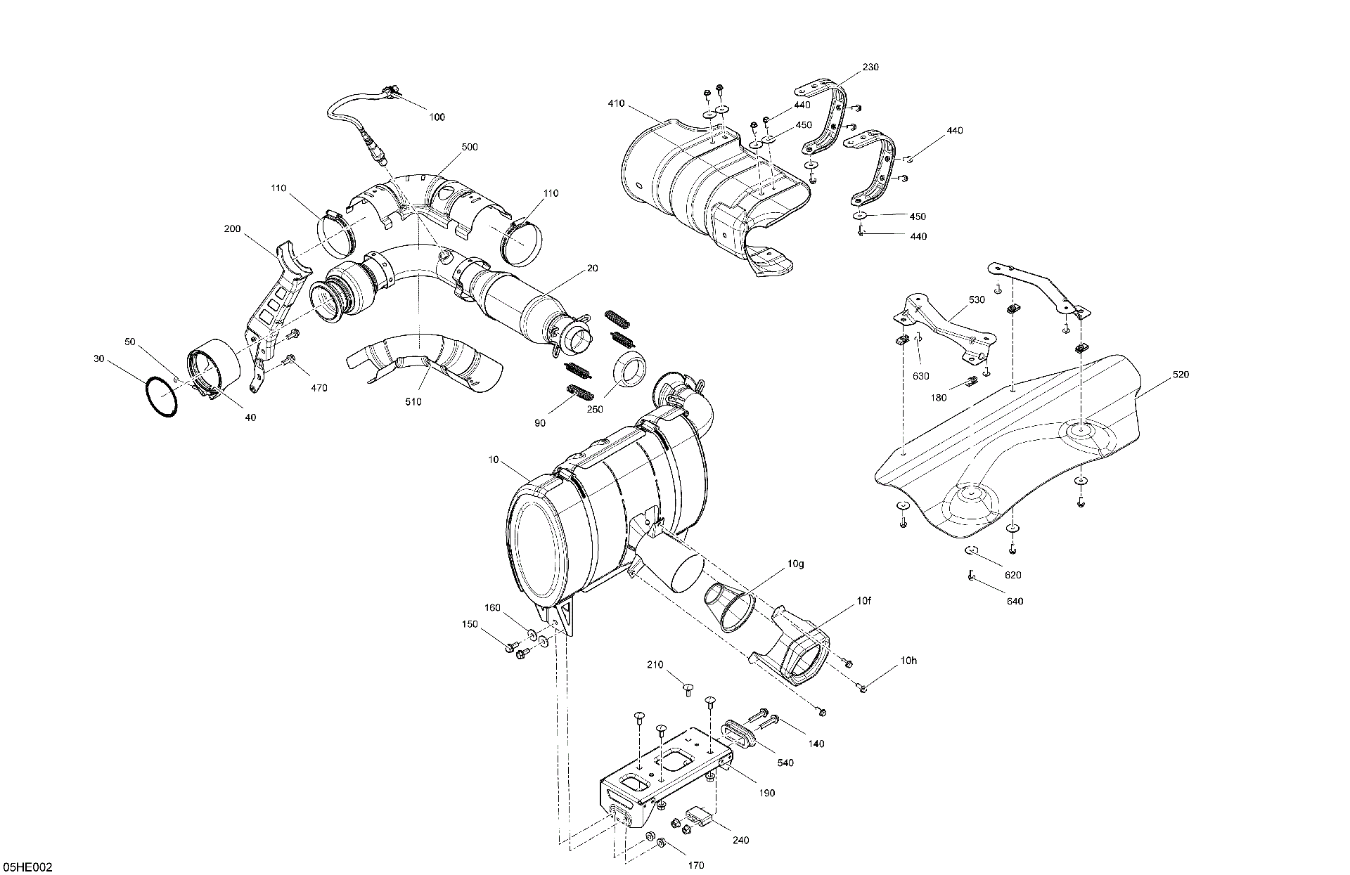 An Image of a Genuine Can-Am Parts Schematic Diagram showing the schematic - ENGINE - EXHAUST