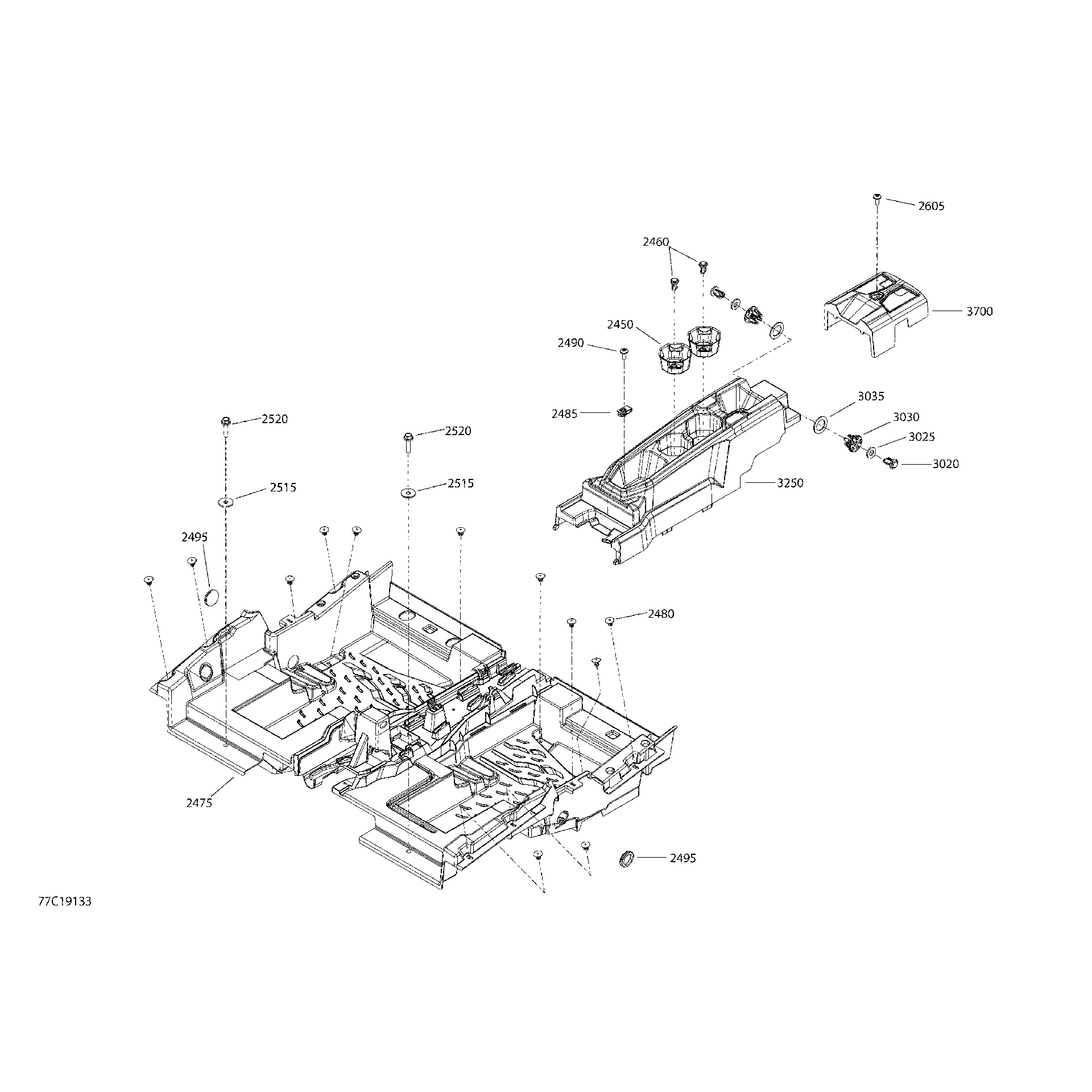 An Image of a Genuine Can-Am Parts Schematic Diagram showing the schematic - CAB INTERIOR MAVERICK SPORT MAX - NORTH AMERICA - FLOOR SECTION