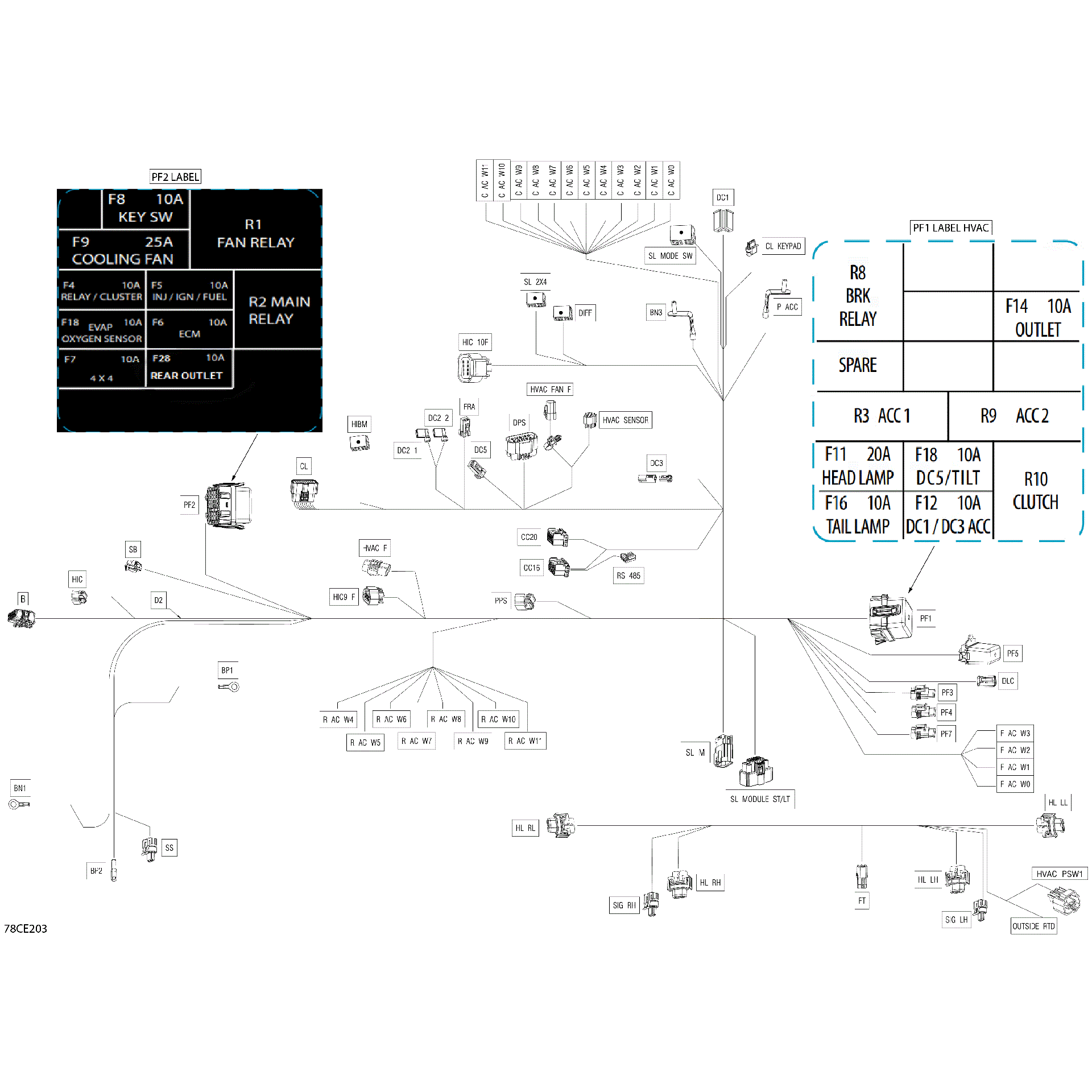 An Image of a Genuine Can-Am Parts Schematic Diagram showing the schematic - ELECTRIC - MAIN HARNESS - 710008772