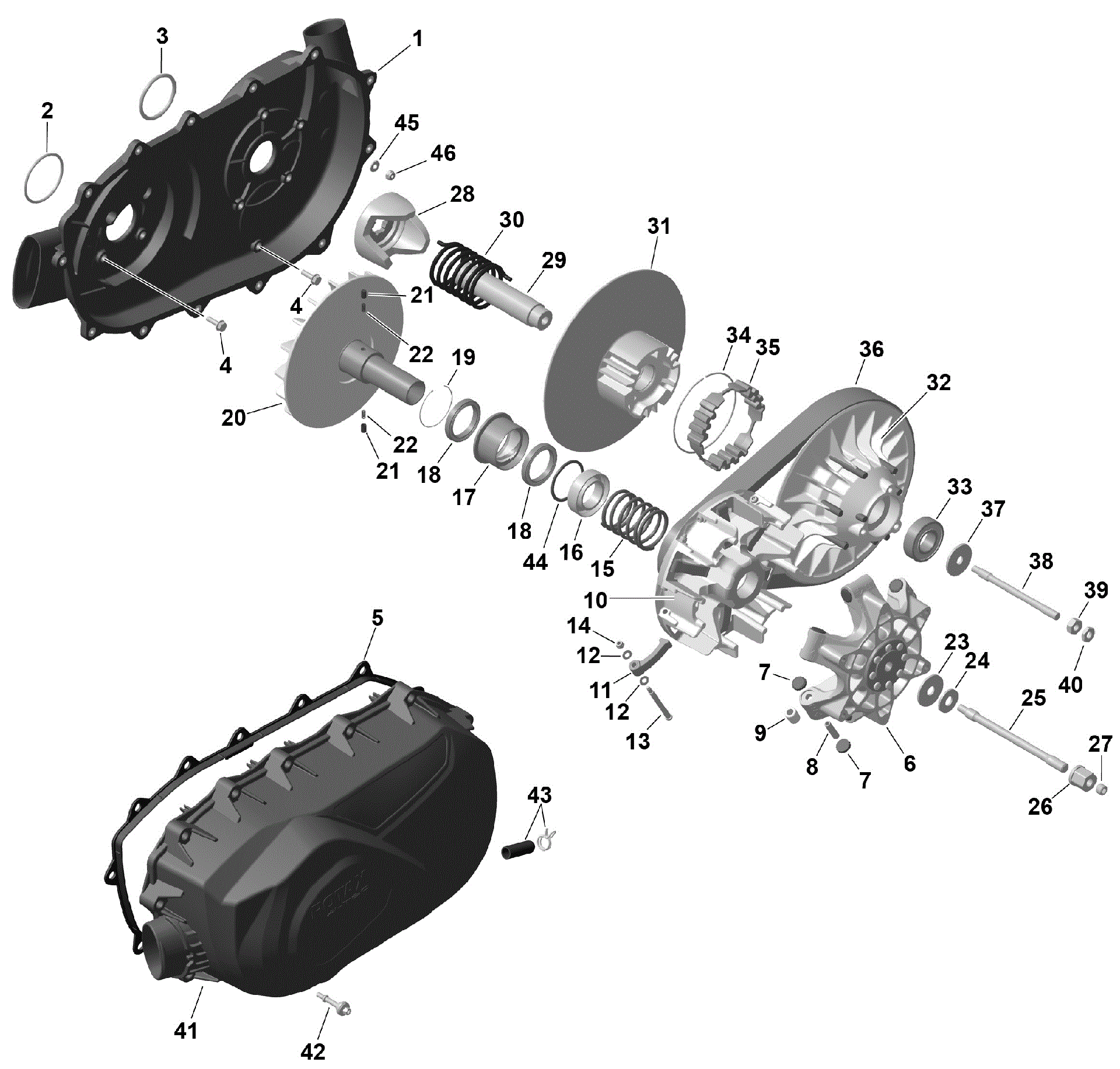 An Image of a Genuine Can-Am Parts Schematic Diagram showing the schematic - ROTAX - CVT