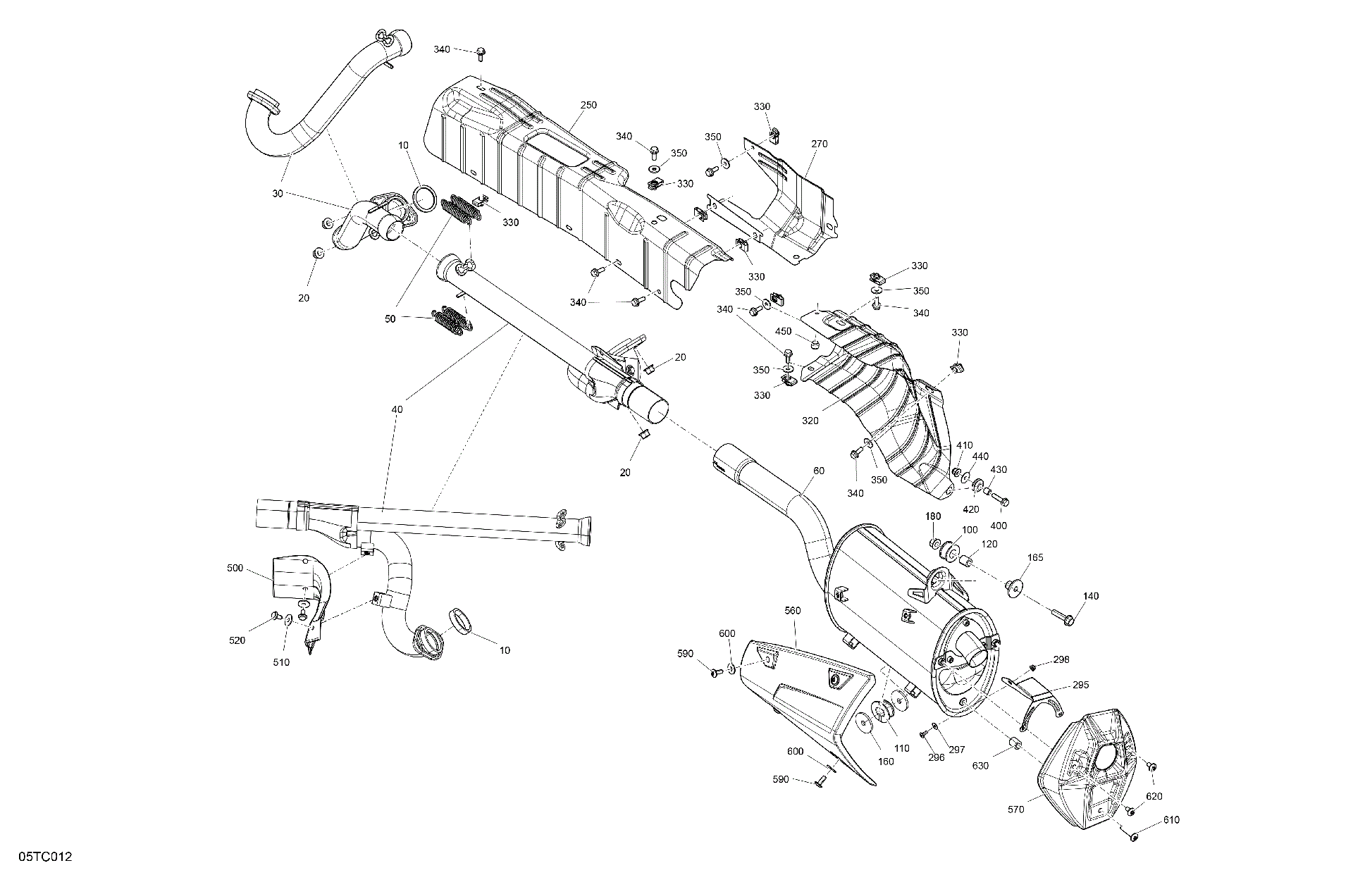 An Image of a Genuine Can-Am Parts Schematic Diagram showing the schematic - ENGINE - EXHAUST