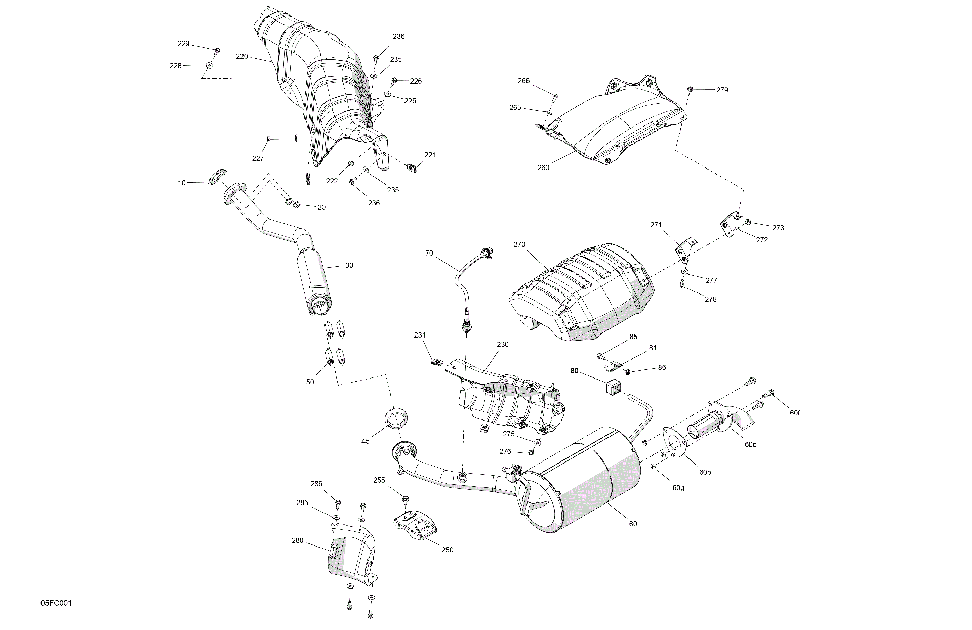 An Image of a Genuine Can-Am Parts Schematic Diagram showing the schematic - ENGINE - EXHAUST