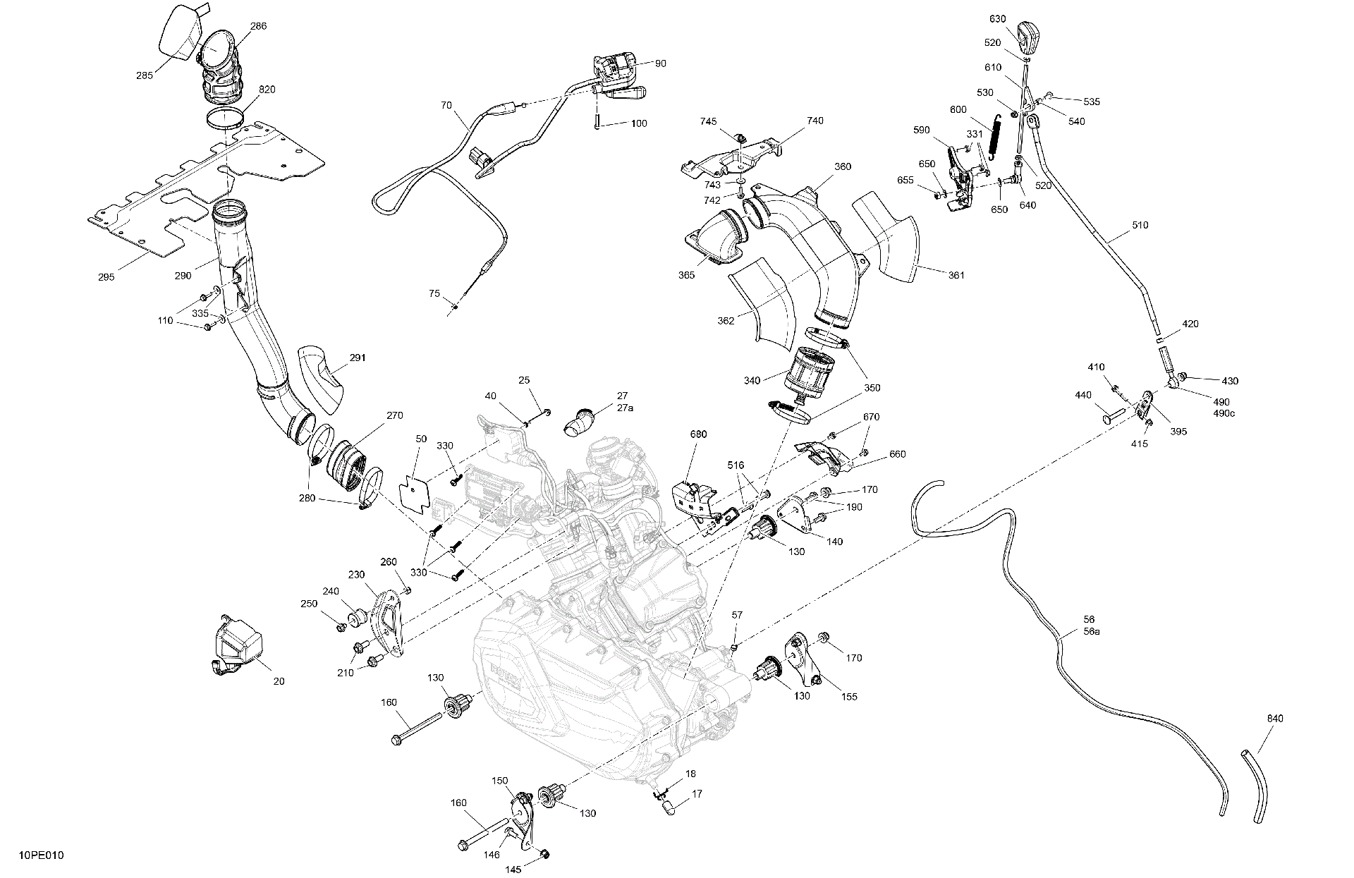 An Image of a Genuine Can-Am Parts Schematic Diagram showing the schematic - ENGINE - SYSTEM