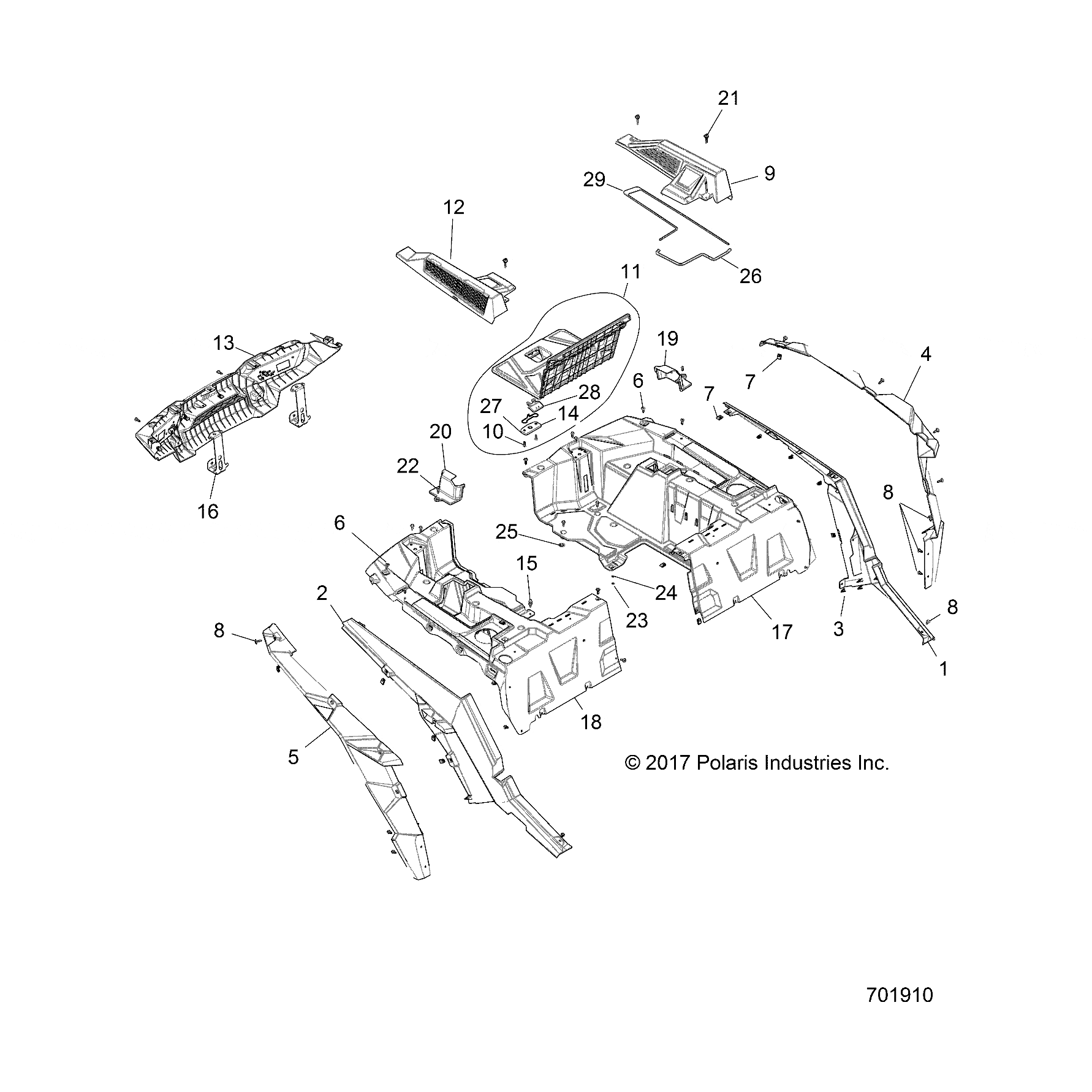 Fender Assembly, Rear, Right by Polaris 2635126-669 OEM Hardware P2635126-669 Off Road Express
