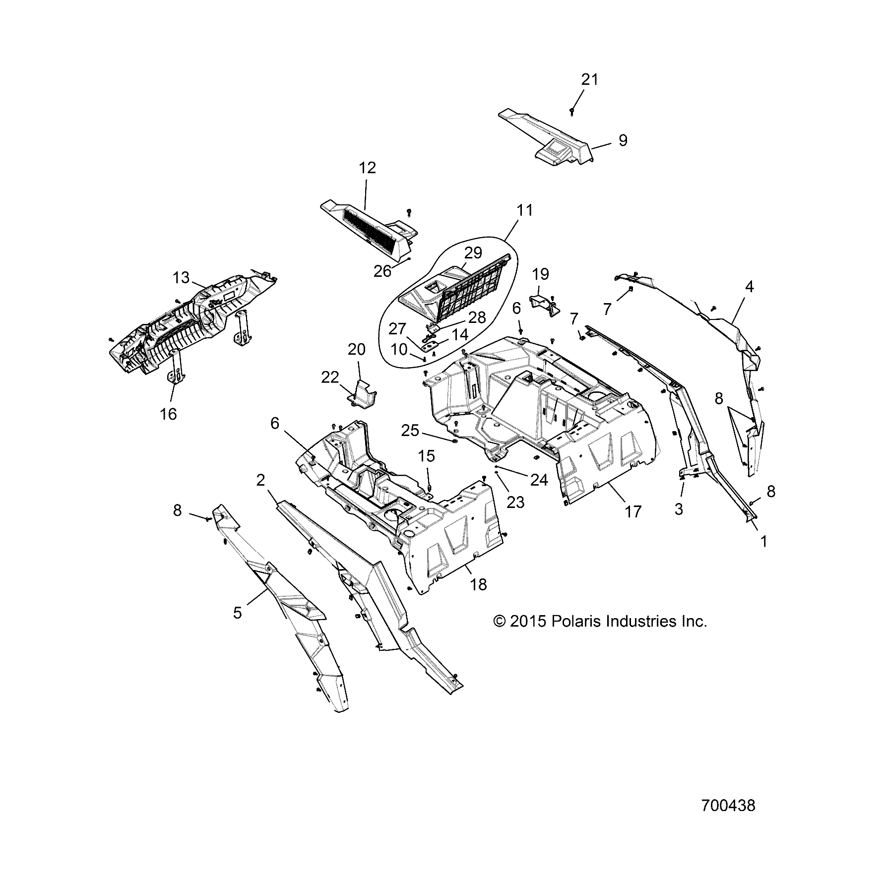 Fender Assembly, Rear, Right by Polaris 2635126-697 OEM Hardware P2635126-697 Off Road Express