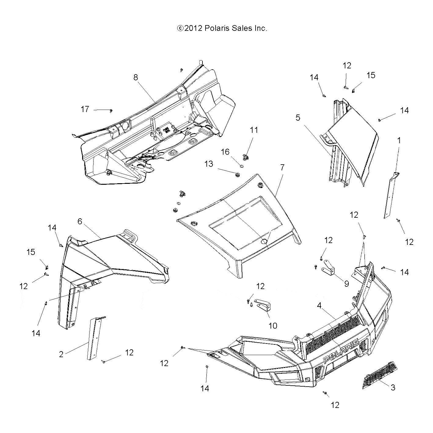 Fender Flare, Front, Left, Glos by Polaris 5439011-070 OEM Hardware P5439011-070 Off Road Express