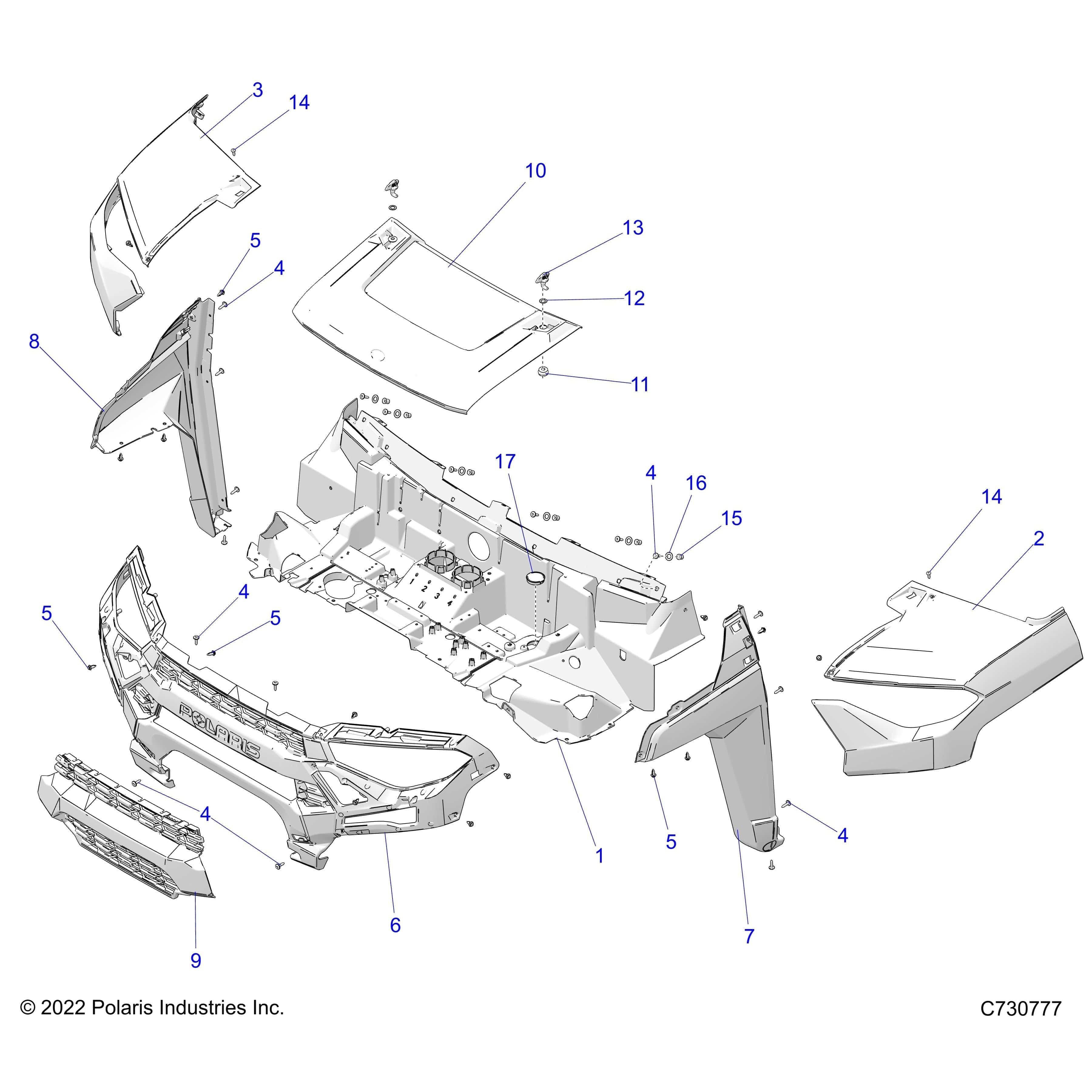 Fender Flare, Front, Right, Glo by Polaris 5453722-070 OEM Hardware P5453722-070 Off Road Express