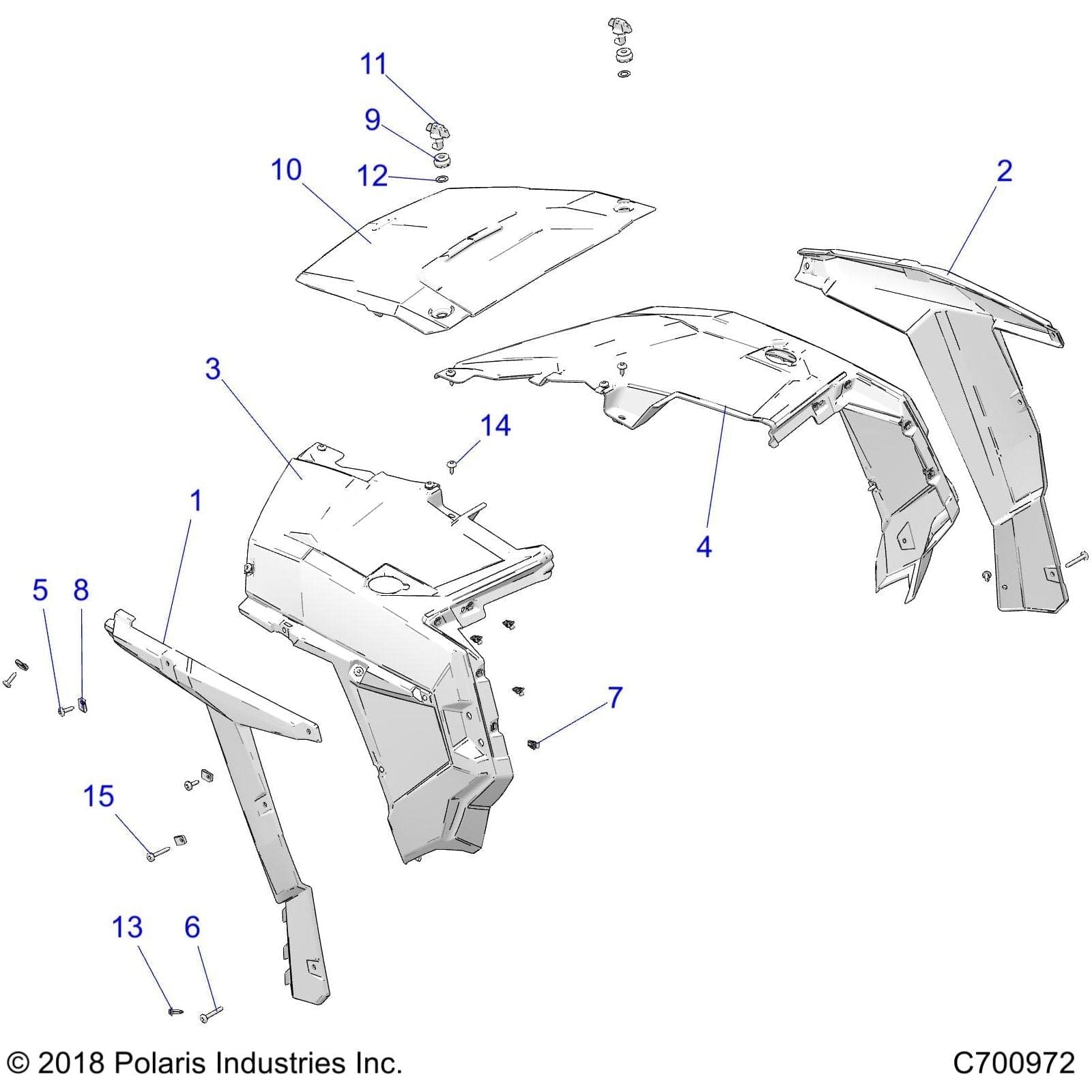 Fender-Fr,Pntd,Lh,Radar Blue by Polaris 5450717-724 OEM Hardware P5450717-724 Off Road Express Drop Ship