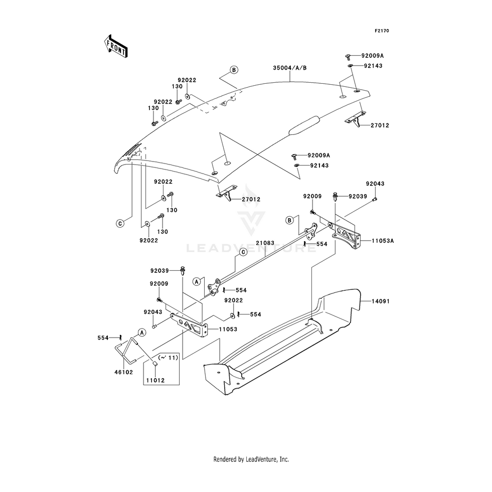 Fender-Front,Hood,V.B by Kawasaki 35004-0029-40D OEM Hardware 35004-0029-40D Off Road Express Drop Ship