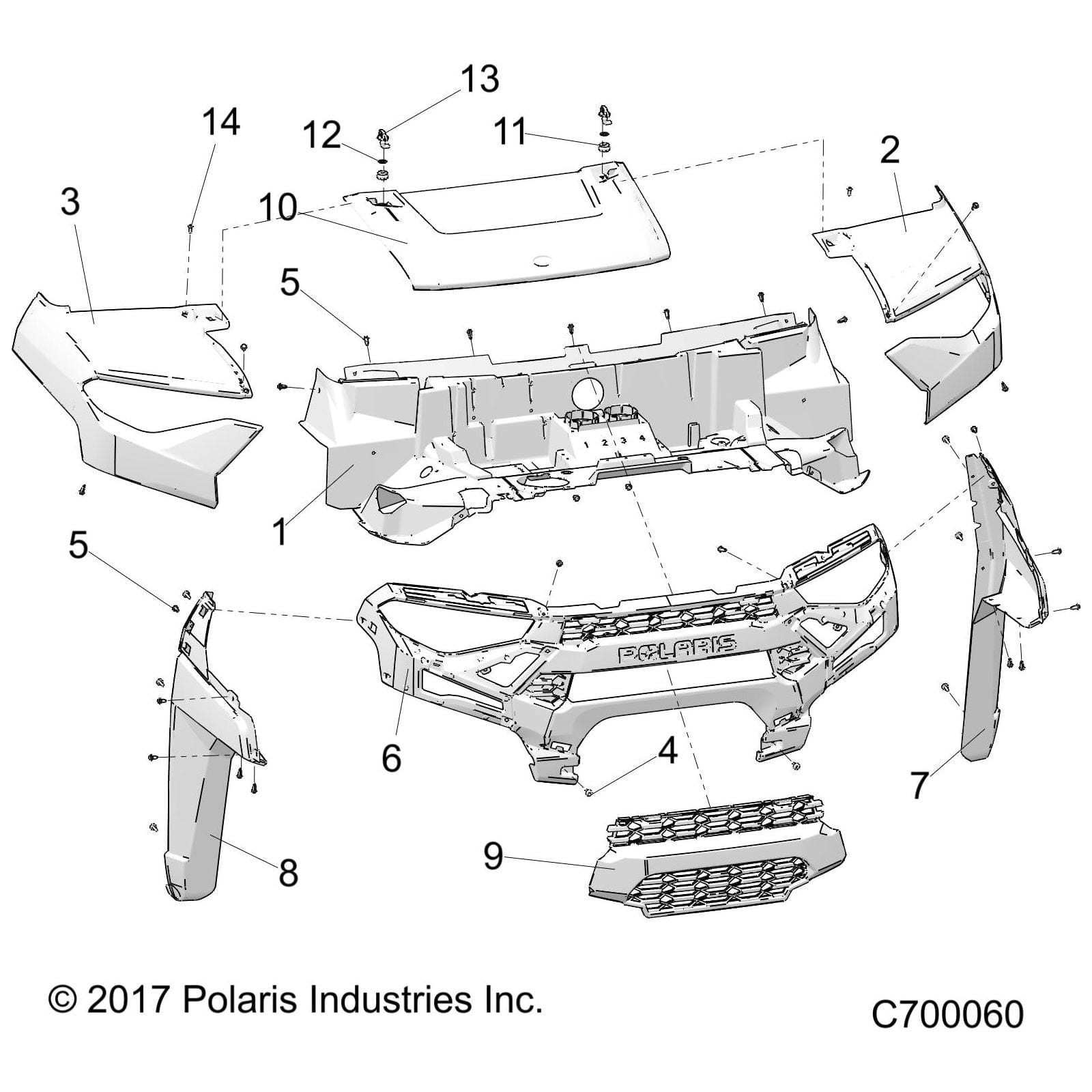 Fender, Front, Left by Polaris 5453723-603 OEM Hardware P5453723-603 Off Road Express Drop Ship