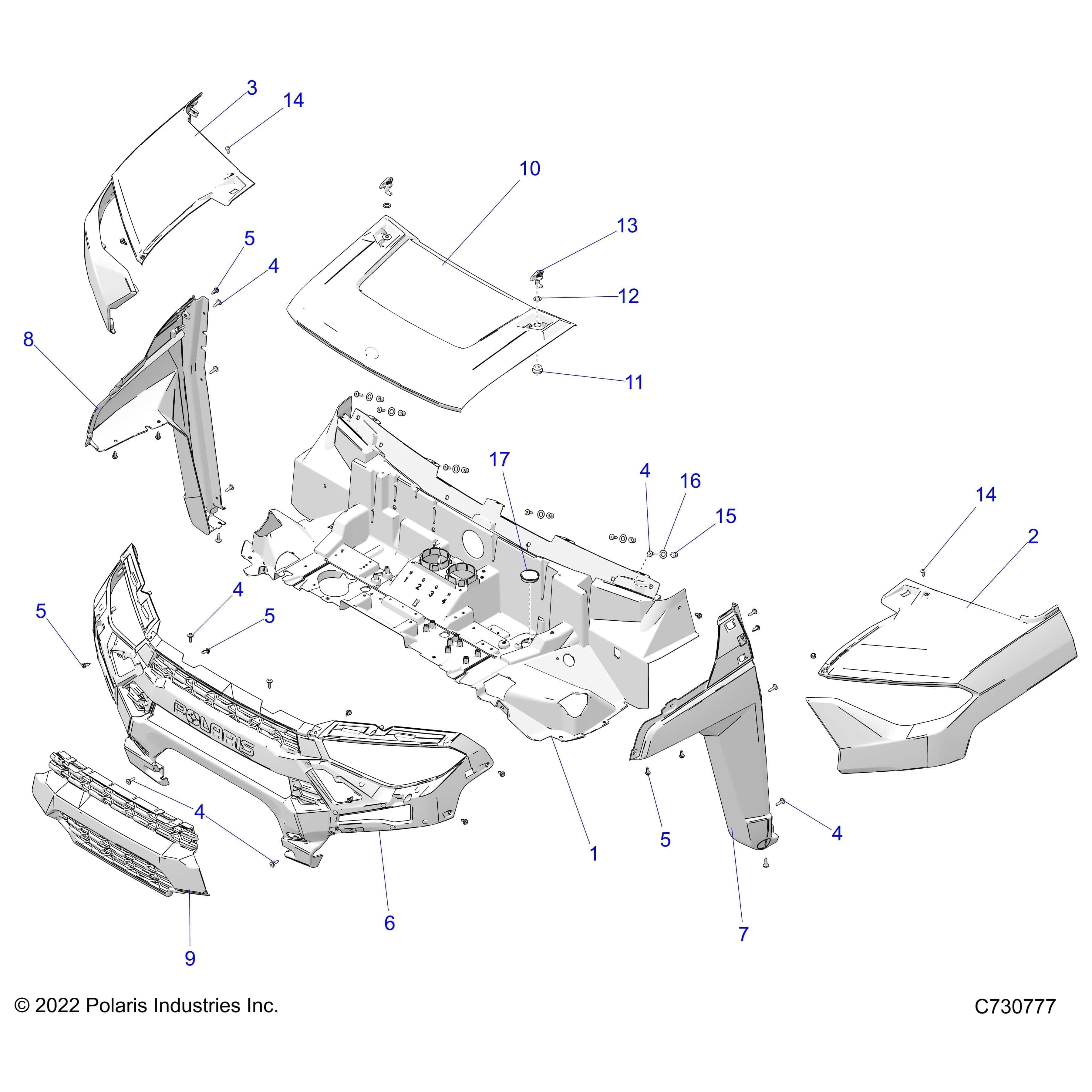 Fender, Front, Left, Suede Sb G by Polaris 5453723-685 OEM Hardware P5453723-685 Off Road Express