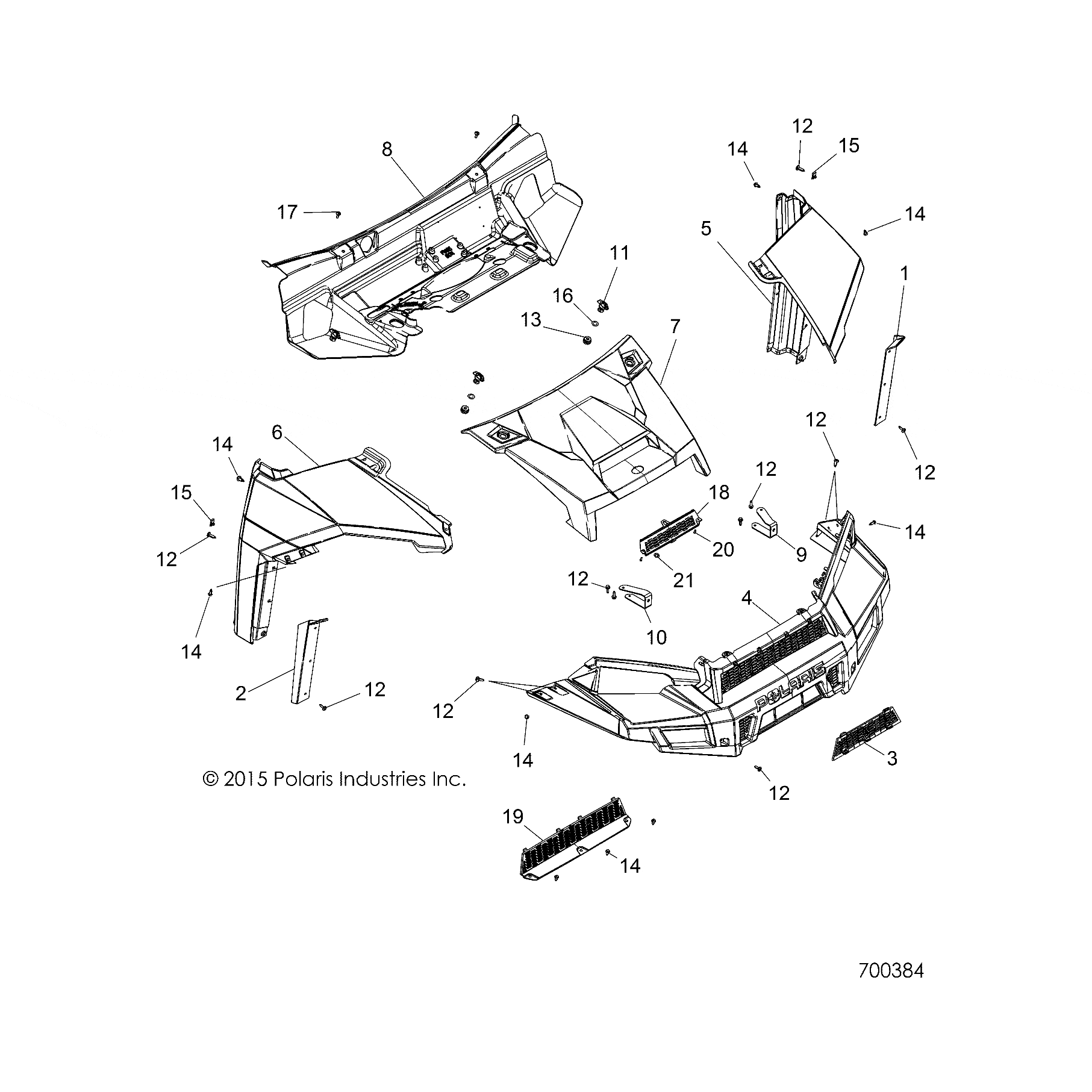 Fender, Front, Right by Polaris 5439754-599 OEM Hardware P5439754-599 Off Road Express Drop Ship