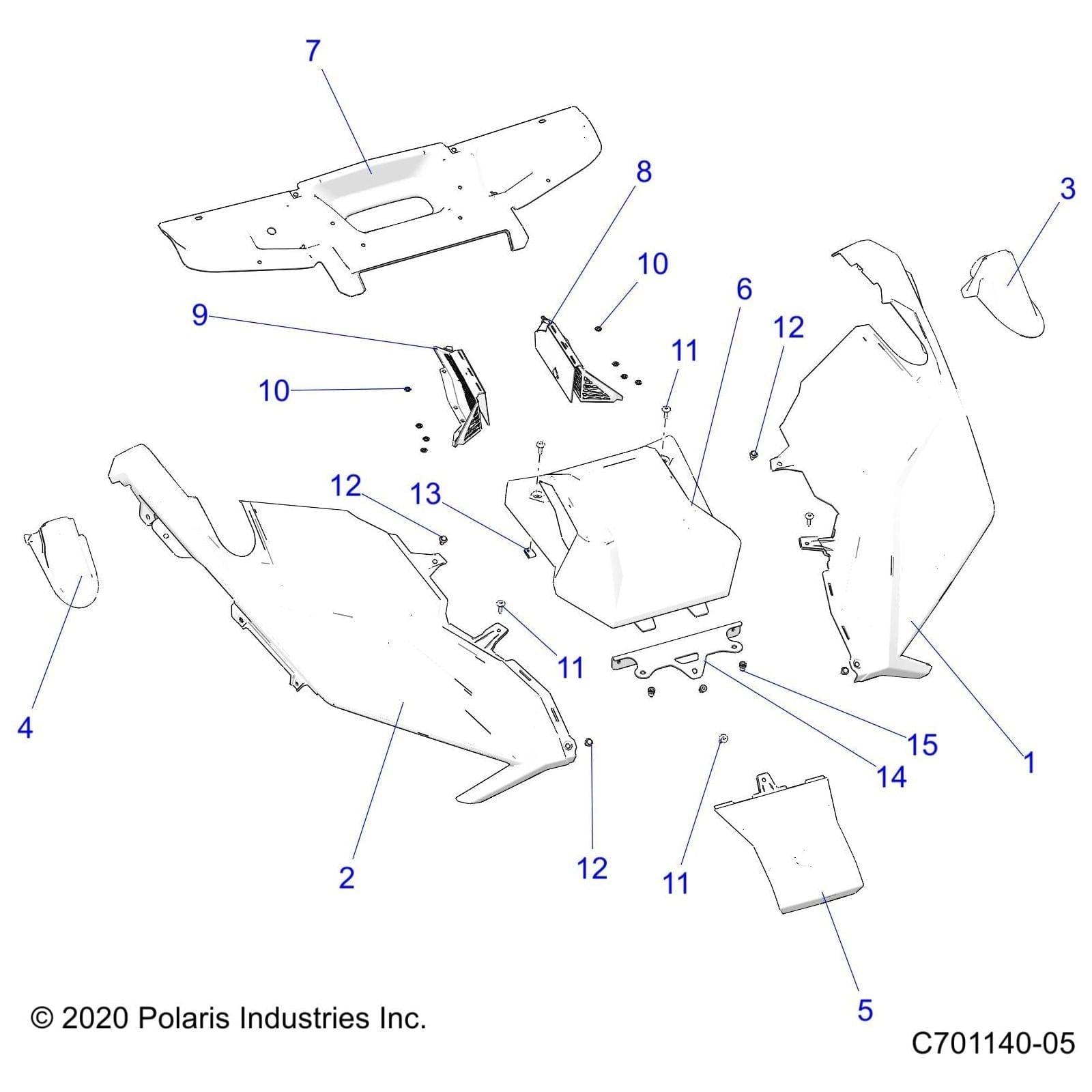 Fender-Frt,Paint,Rh,Rtrd,Az Cr by Polaris 5456305-809 OEM Hardware P5456305-809 Off Road Express Drop Ship