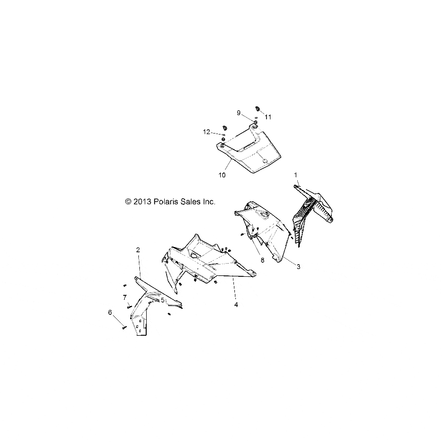 Fender Frt Rht Mte Nuclear Org by Polaris 5450718-625 OEM Hardware P5450718-625 Off Road Express Drop Ship