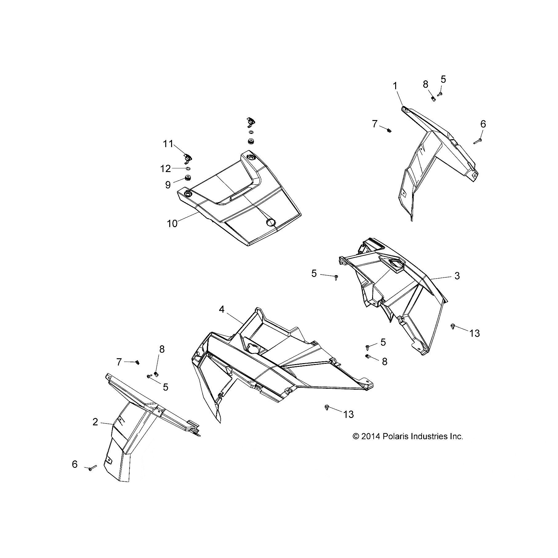 Fender Frt Rht Nuclear Sunset T by Polaris 5450718-493 OEM Hardware P5450718-493 Off Road Express Drop Ship