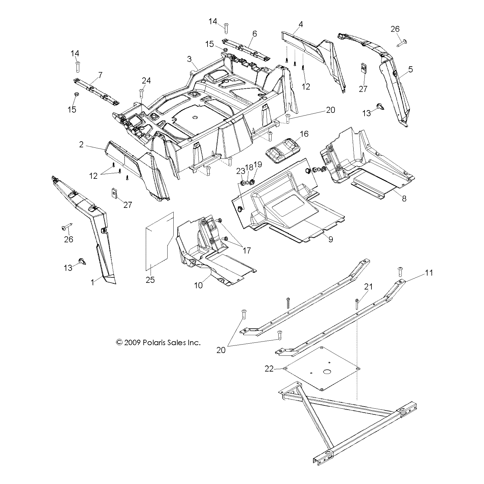 Fender, Rear, Left, Gloss Black by Polaris 5437392-070 OEM Hardware P5437392-070 Off Road Express