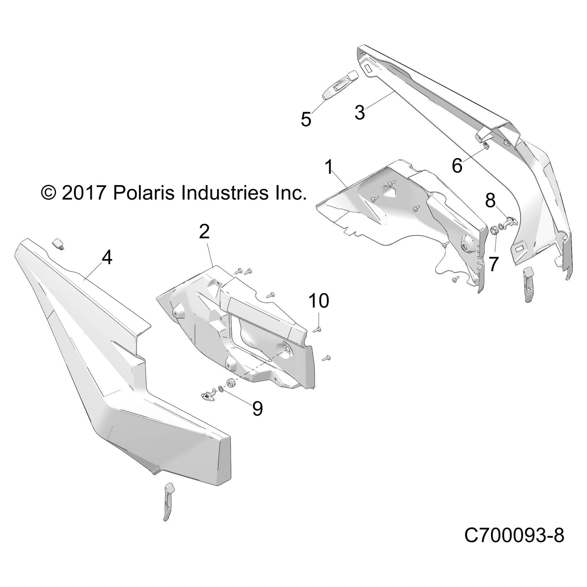 Fender, Rear, Right, White Ligh by Polaris 5454556-599 OEM Hardware P5454556-599 Off Road Express