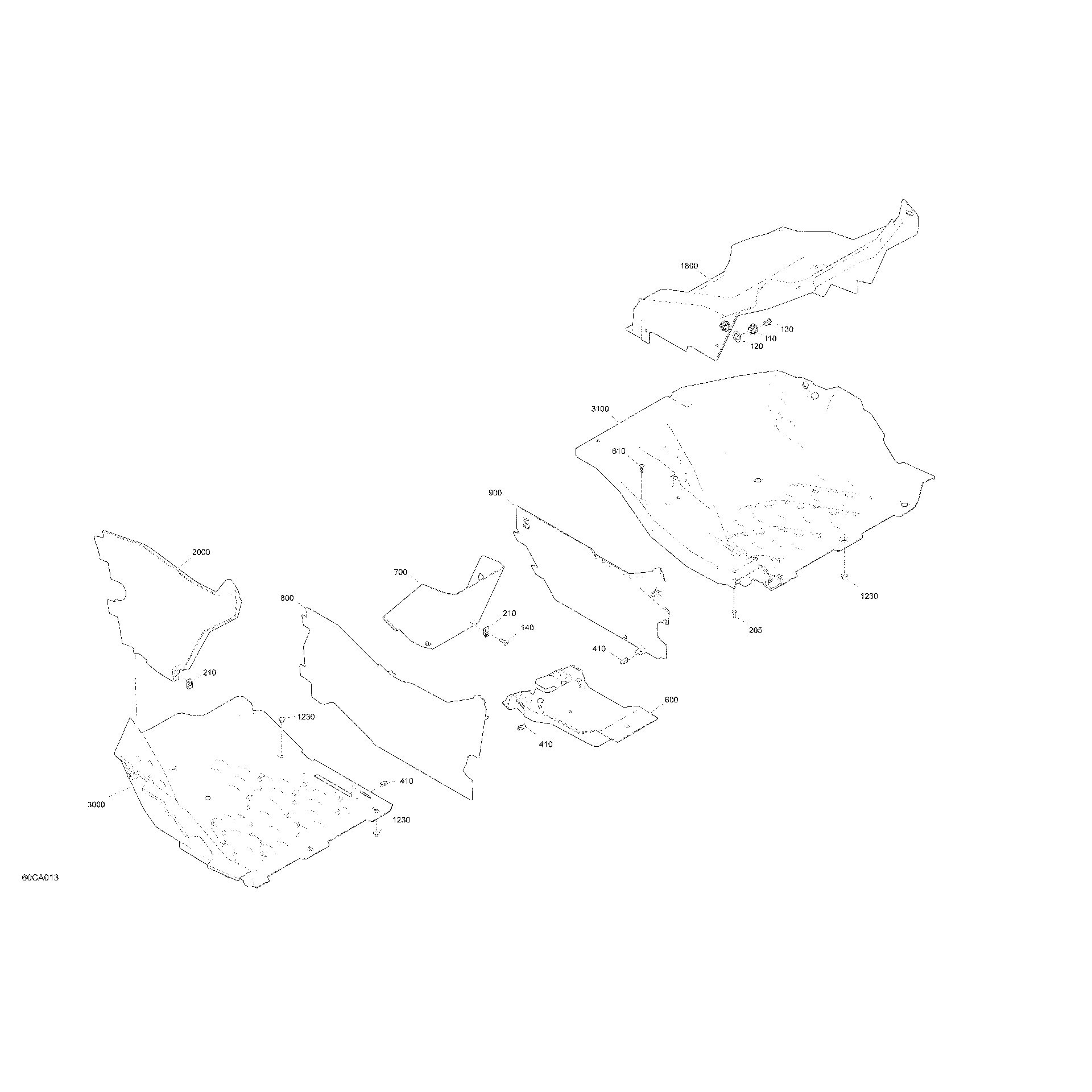 An Image of a Genuine Can-Am Parts Schematic Diagram showing the schematic - BODY - CAB INTERIOR - FLOOR