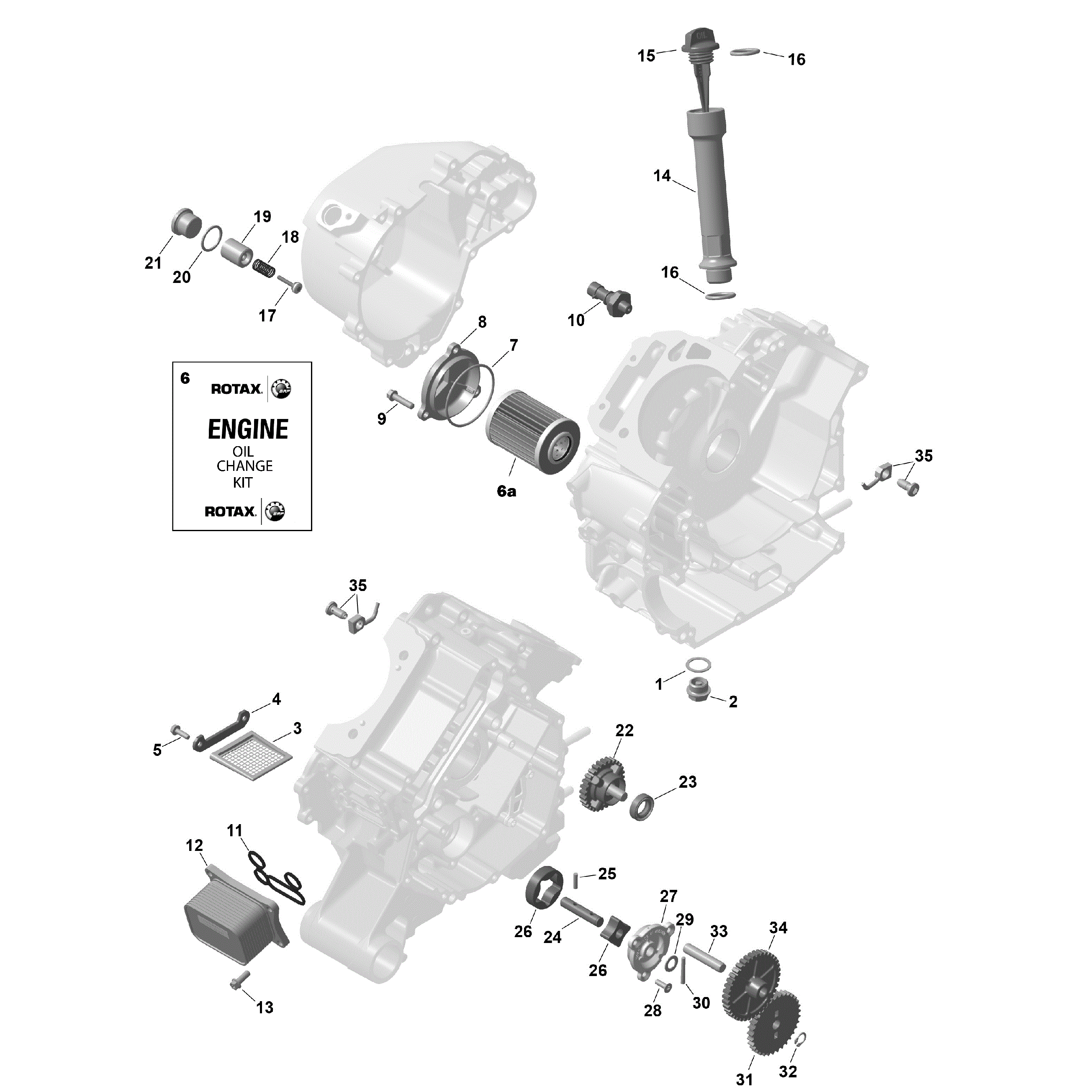 An Image of a Genuine Can-Am Parts Schematic Diagram showing the schematic - ROTAX - ENGINE LUBRICATION