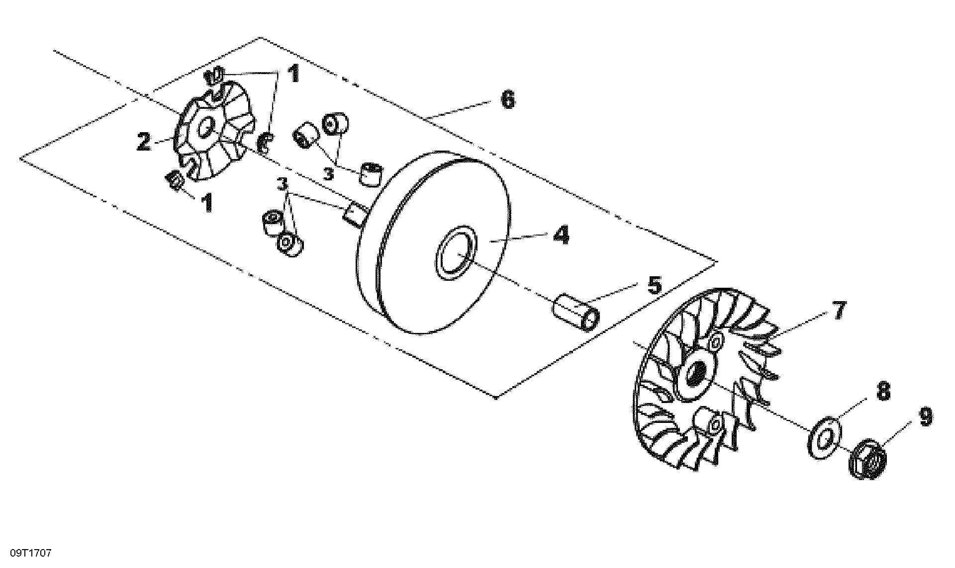 An Image of a Genuine Can-Am Parts Schematic Diagram showing the schematic - DRIVE PULLEY