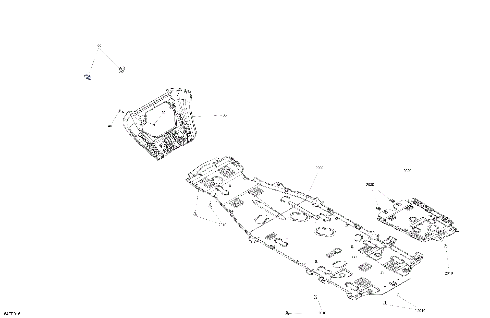 An Image of a Genuine Can-Am Parts Schematic Diagram showing the schematic - BODY - SKID PLATE AND BUMPER