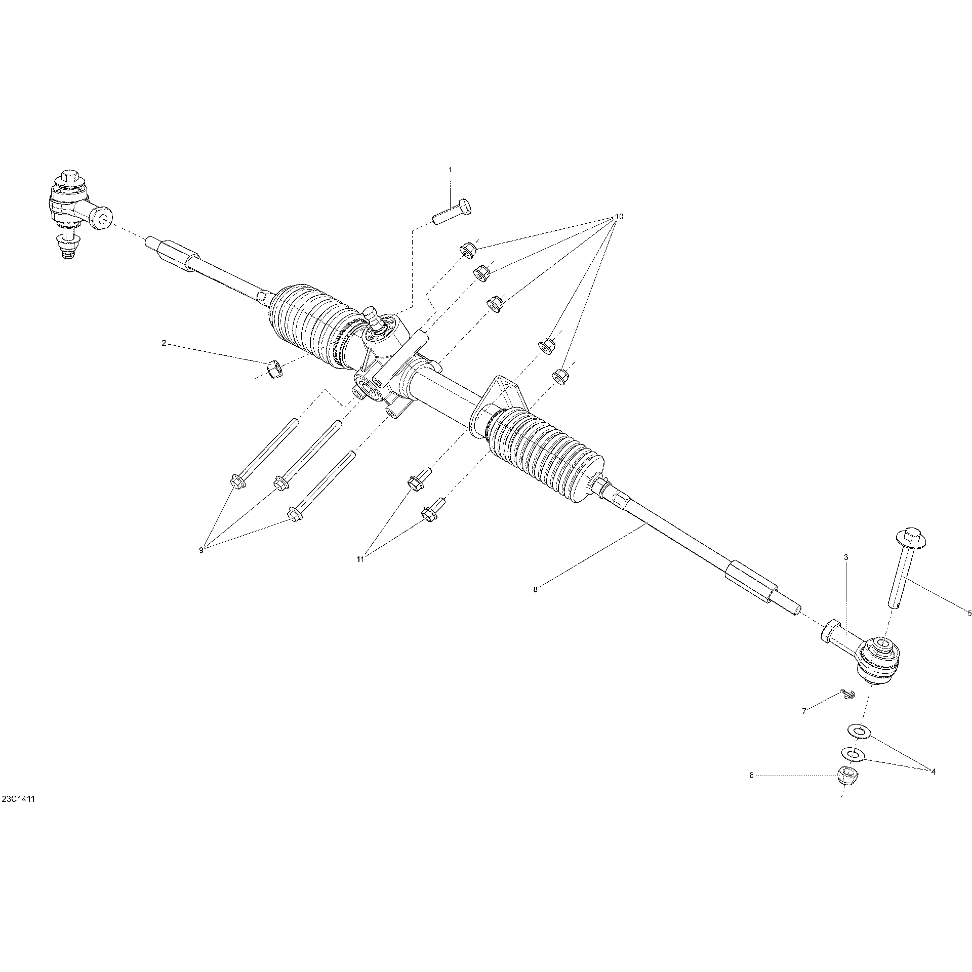 An Image of a Genuine Can-Am Parts Schematic Diagram showing the schematic - STEERING _23C1411