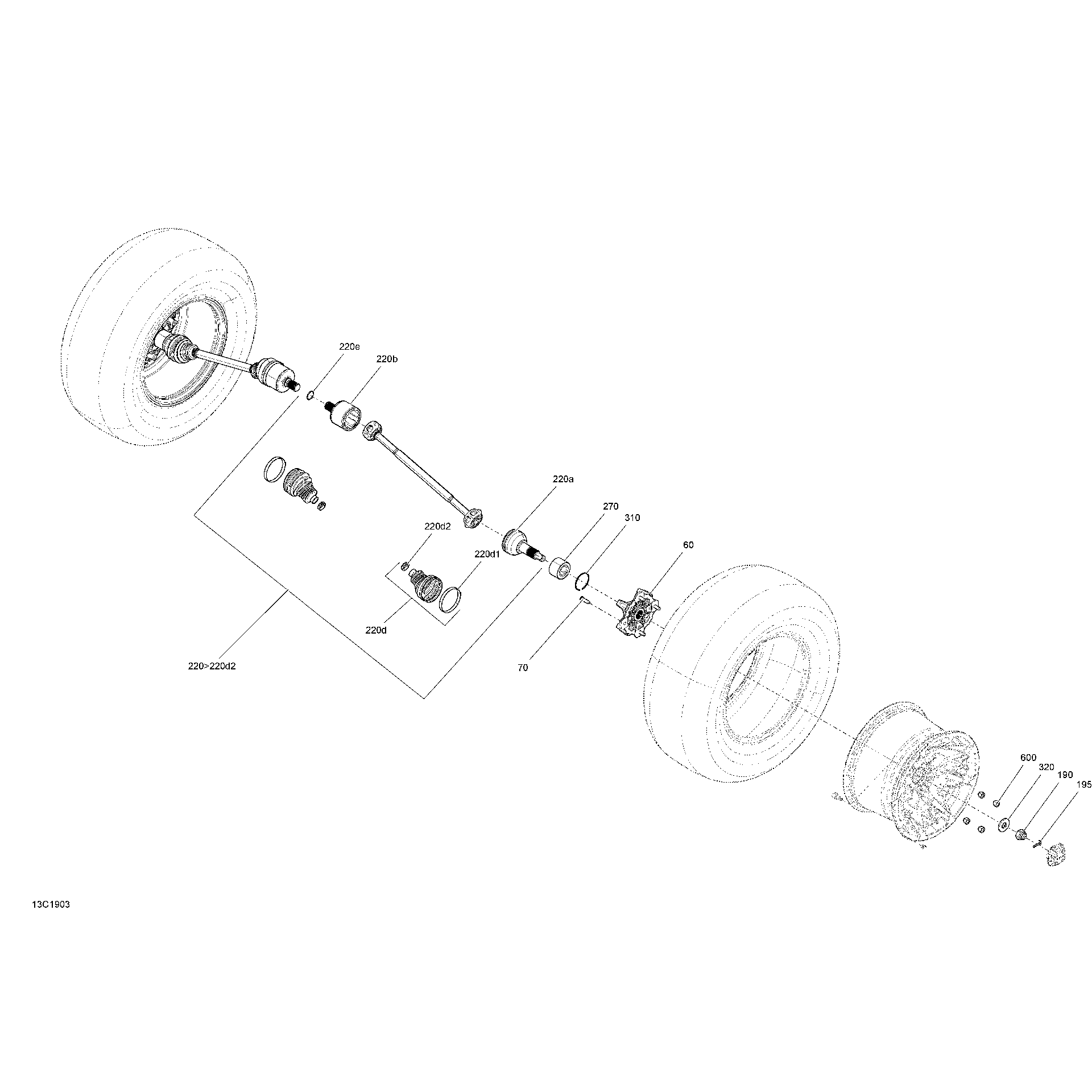 An Image of a Genuine Can-Am Parts Schematic Diagram showing the schematic - REAR DRIVE - HD8