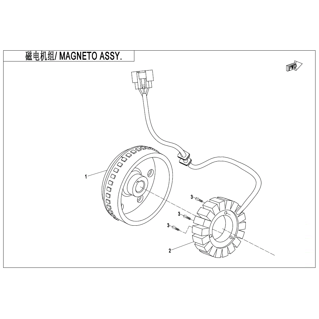 An Image of a Genuine CFMOTO Parts Schematic Diagram showing the schematic - MAGNETO ASSY. - 2024 CFMOTO UFORCE 600