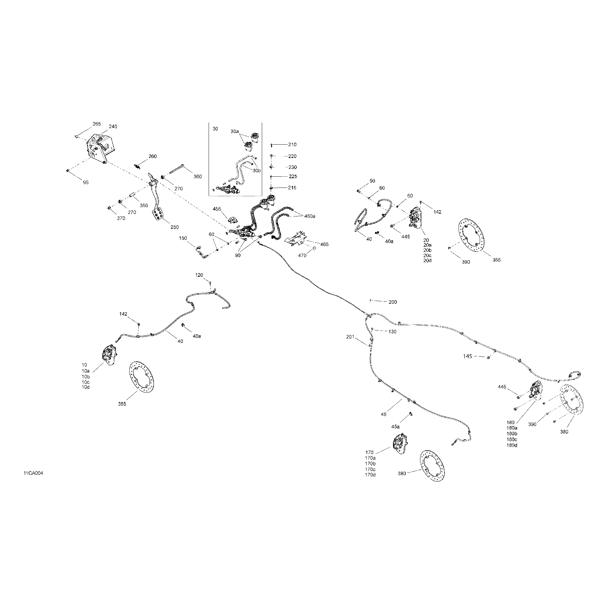 An Image of a Genuine Can-Am Parts Schematic Diagram showing the schematic - MECHANIC - BRAKES