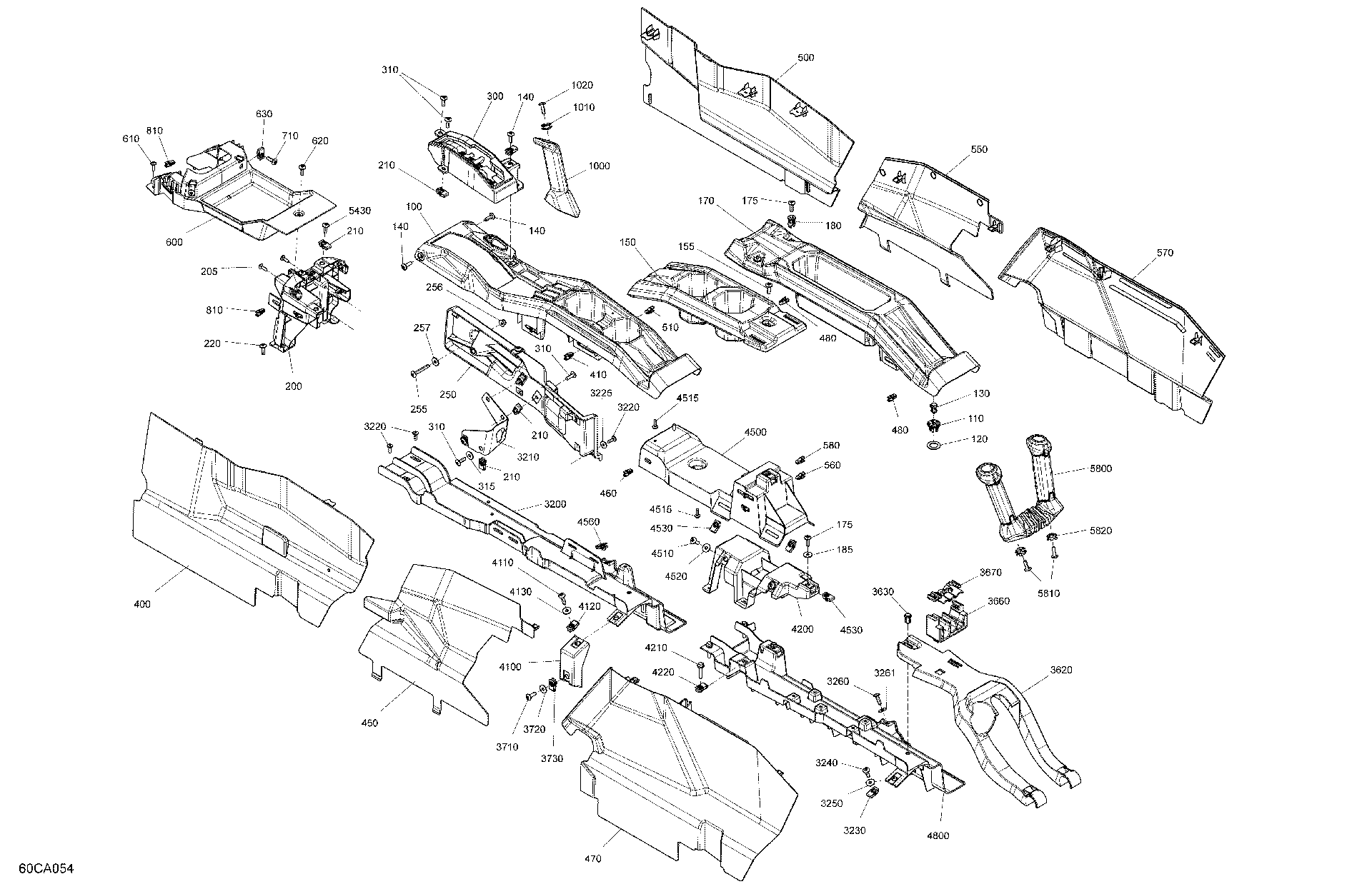 An Image of a Genuine Can-Am Parts Schematic Diagram showing the schematic - BODY - CAB INTERIOR - CENTER CONSOLE