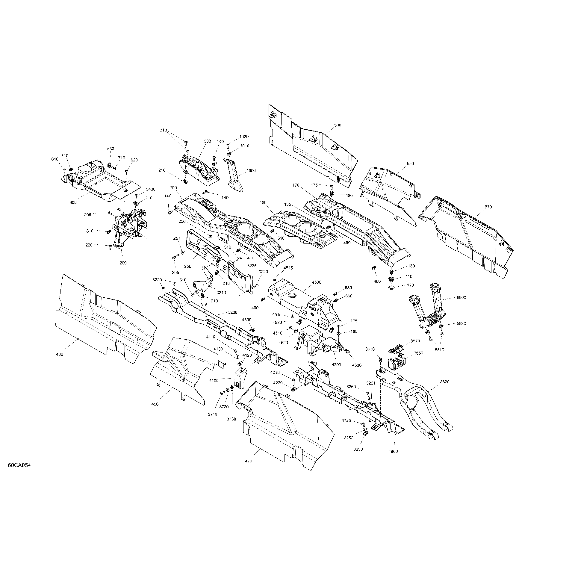 An Image of a Genuine Can-Am Parts Schematic Diagram showing the schematic - BODY - CAB INTERIOR - CENTER CONSOLE