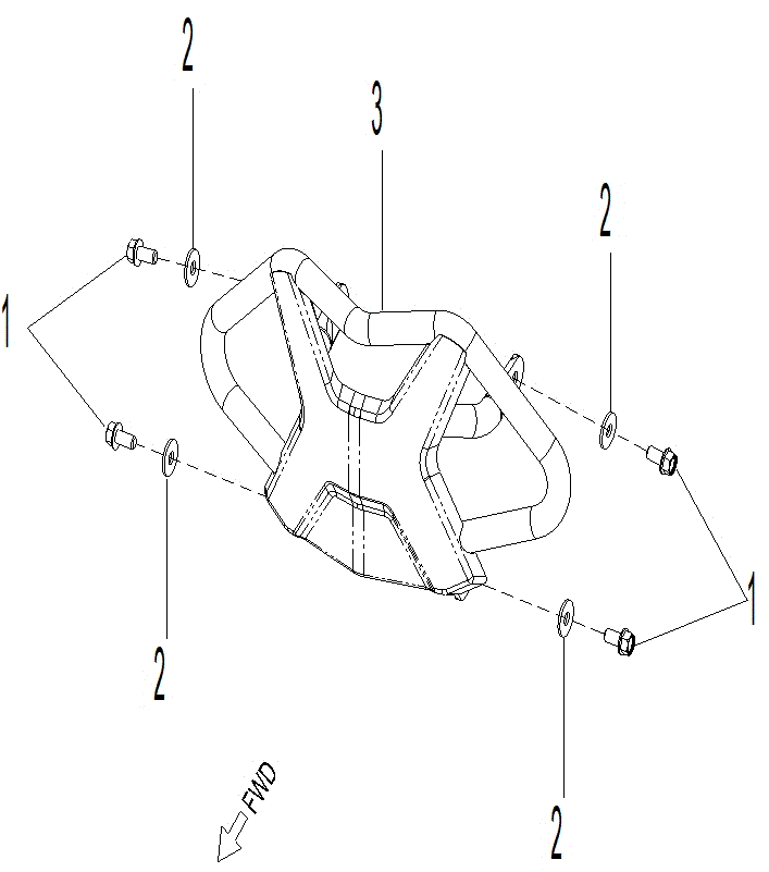 An Image of a Genuine Can-Am Parts Schematic Diagram showing the schematic - FRAME - BUMPER CATALYST GREY