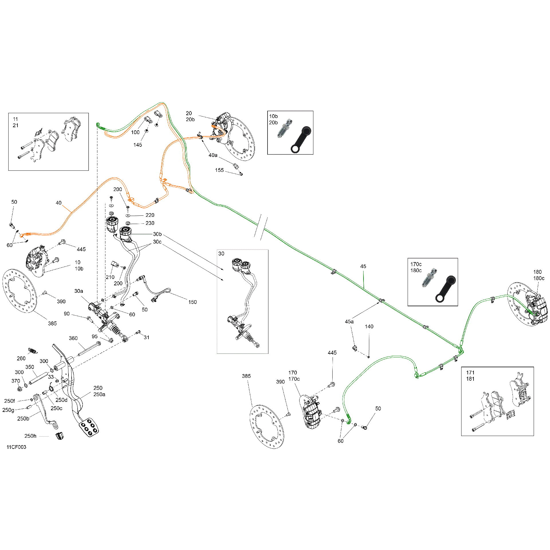 An Image of a Genuine Can-Am Parts Schematic Diagram showing the schematic - MECHANIC - BRAKE SYSTEM