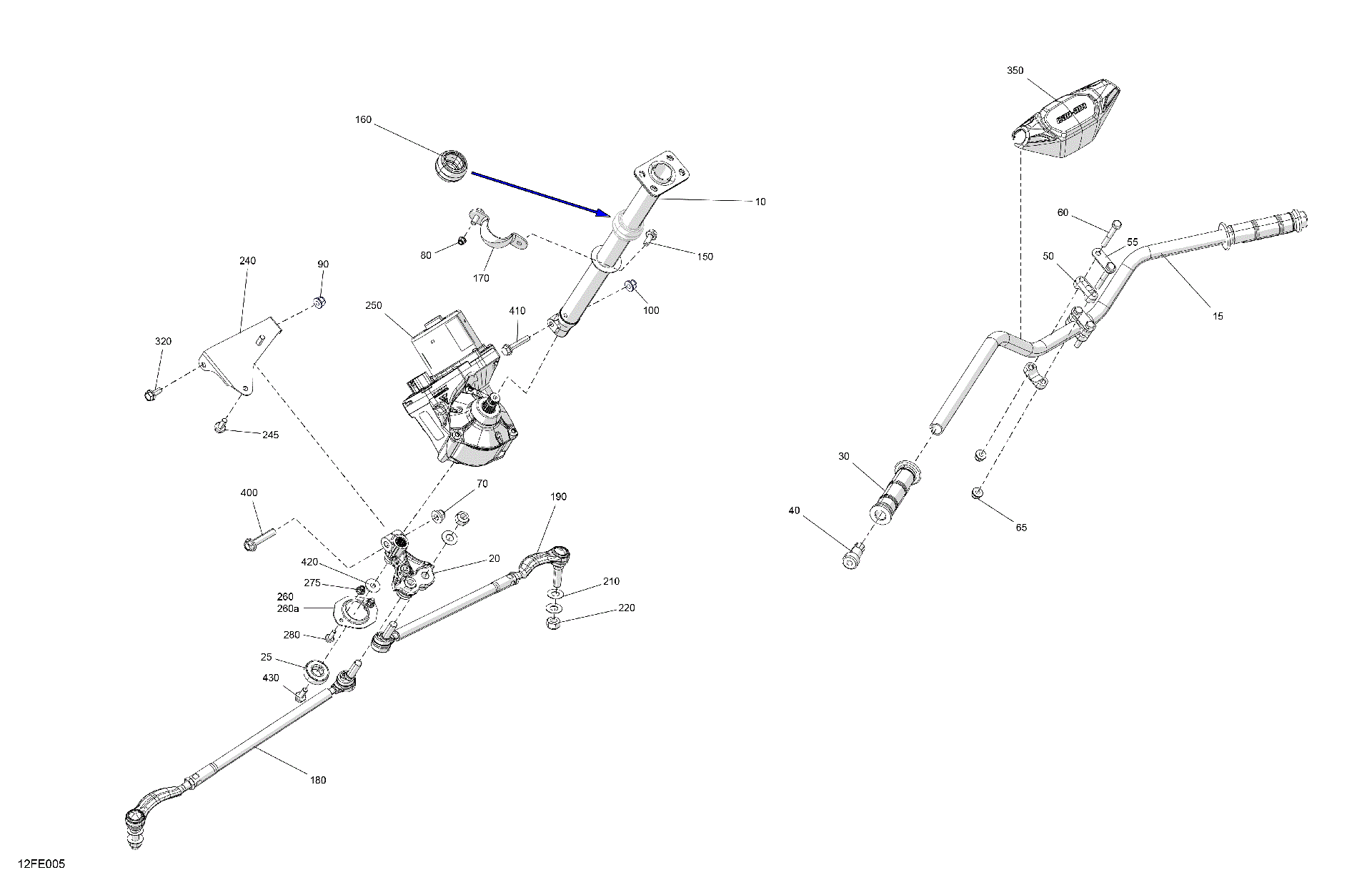 An Image of a Genuine Can-Am Parts Schematic Diagram showing the schematic - MECHANIC - STEERING
