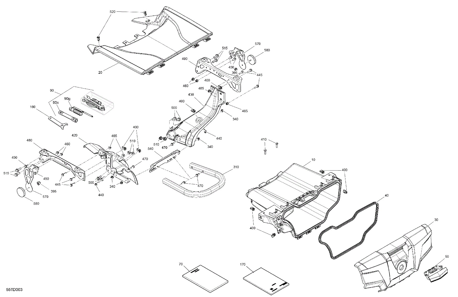 An Image of a Genuine Can-Am Parts Schematic Diagram showing the schematic - BODY - FRONT STORAGE TRAY