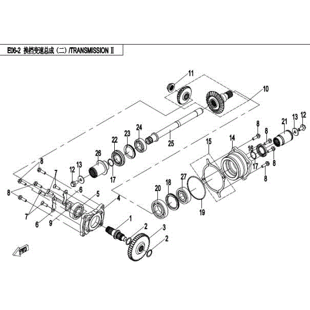 An Image of a genuine CFMOTO Parts Schematic Diagram showing the group - TRANSMISSION 2 - 2016 CFMOTO CFORCE 400